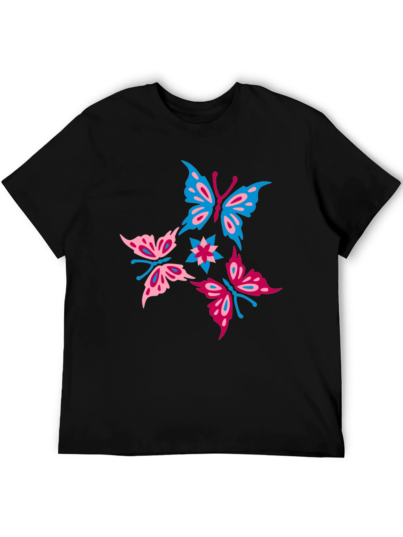 Black Butterfly Graphic Print Black T-Shirt view 5