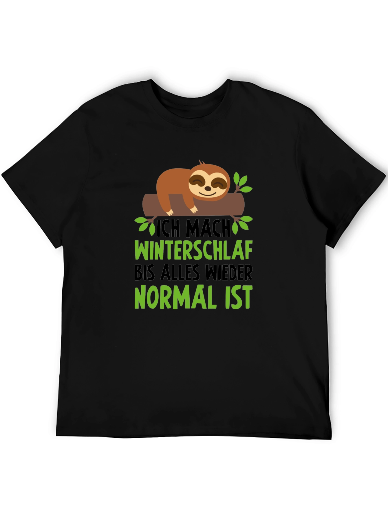 Black Sloth Winter Sleep T-Shirt - Funny Graphic Tee view 5