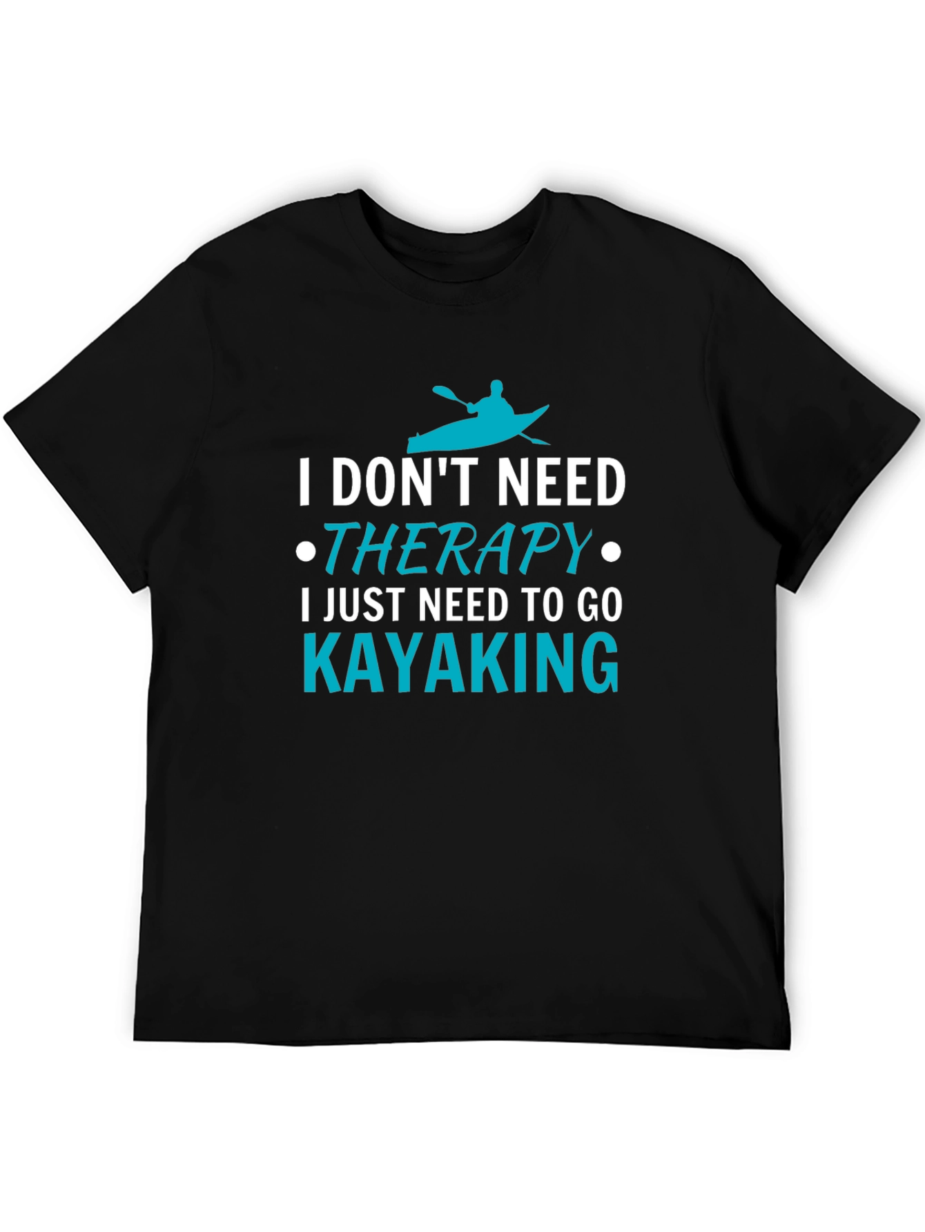 Black Kayaking Therapy T-Shirt - Paddling Adventure Tee view 5