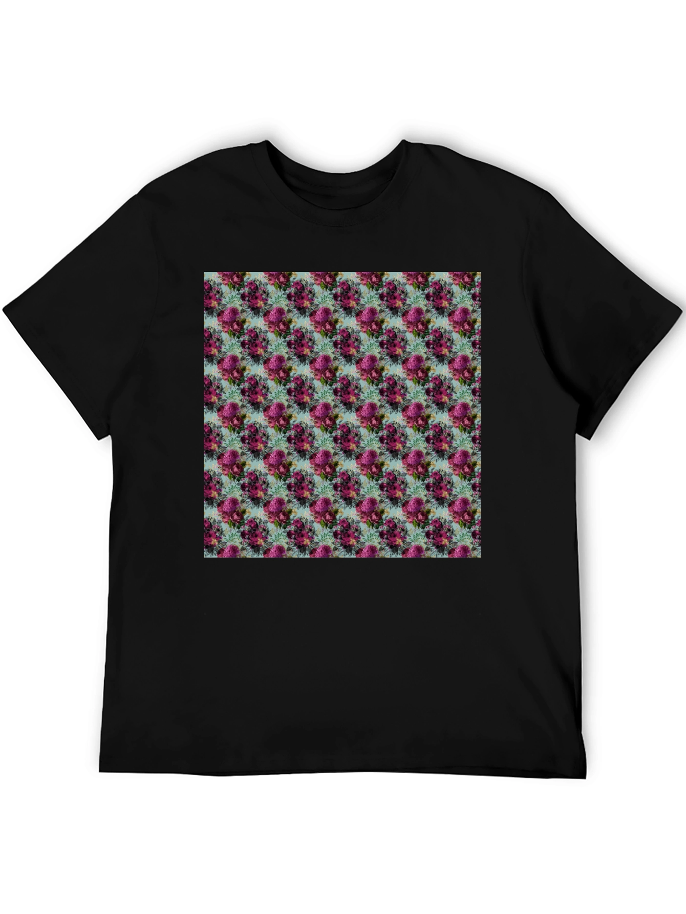 Black Floral Pattern T-Shirt view 5