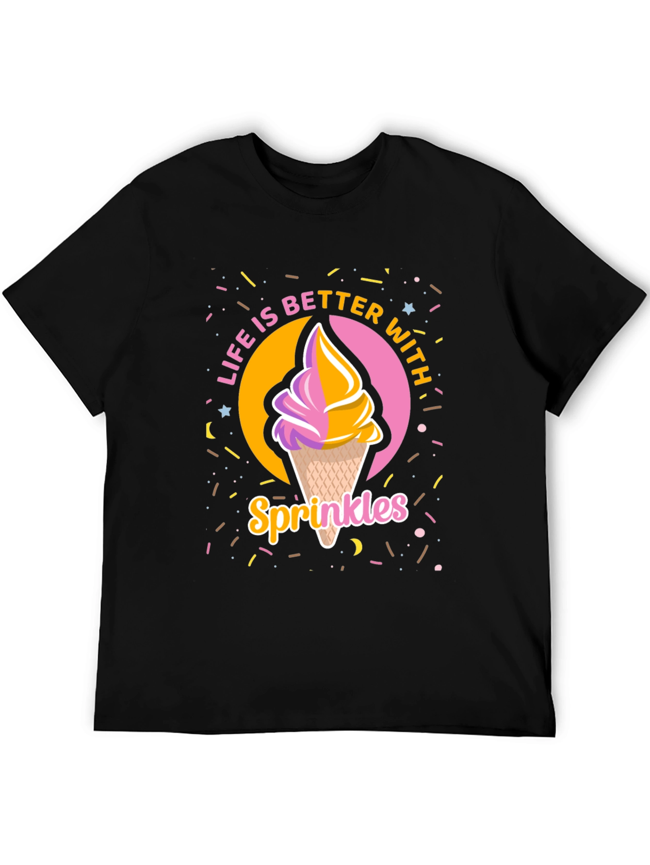 Black Life is Better with Sprinkles Black T-Shirt view 5