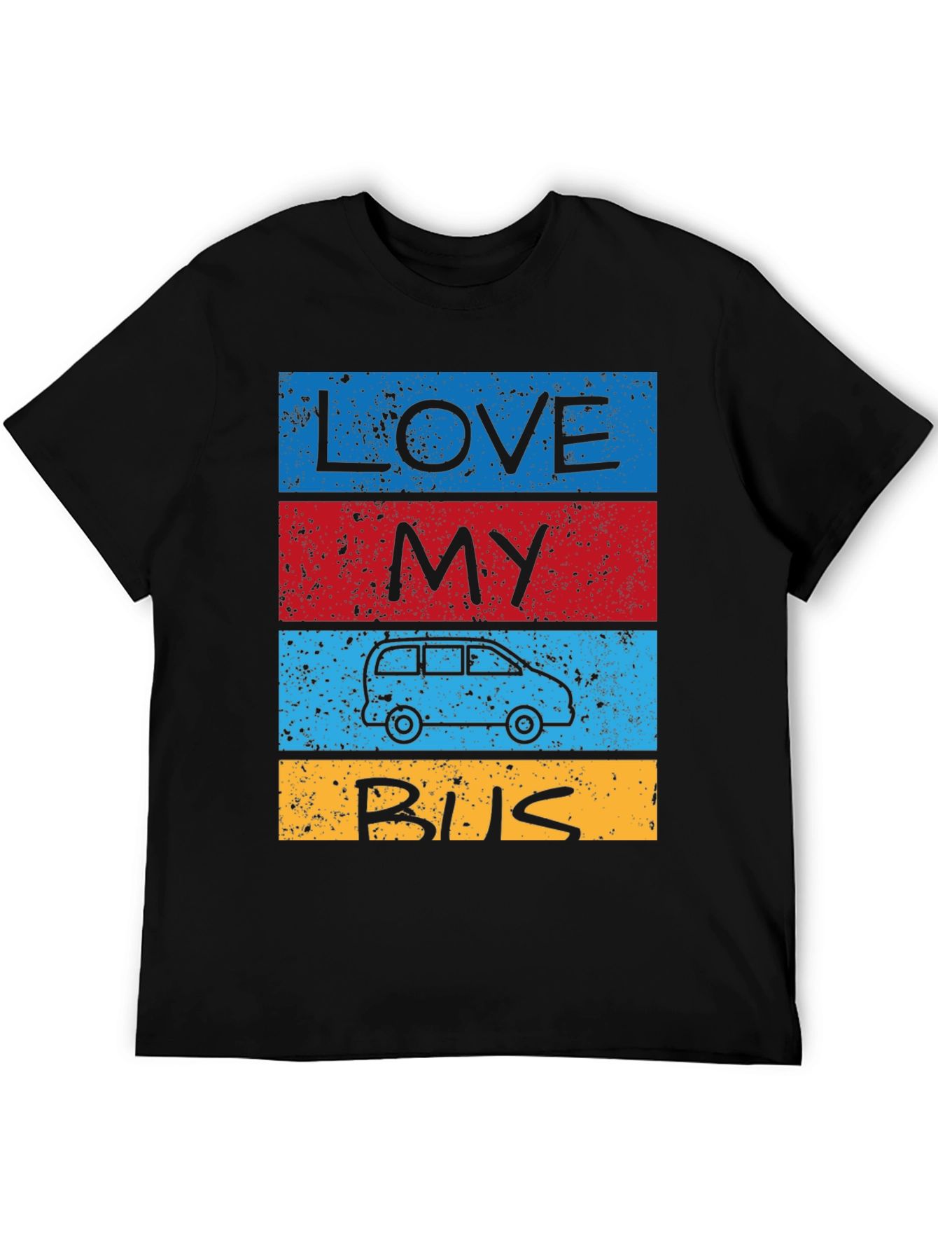 Black Love My Bus T-Shirt - Retro Van Design view 5