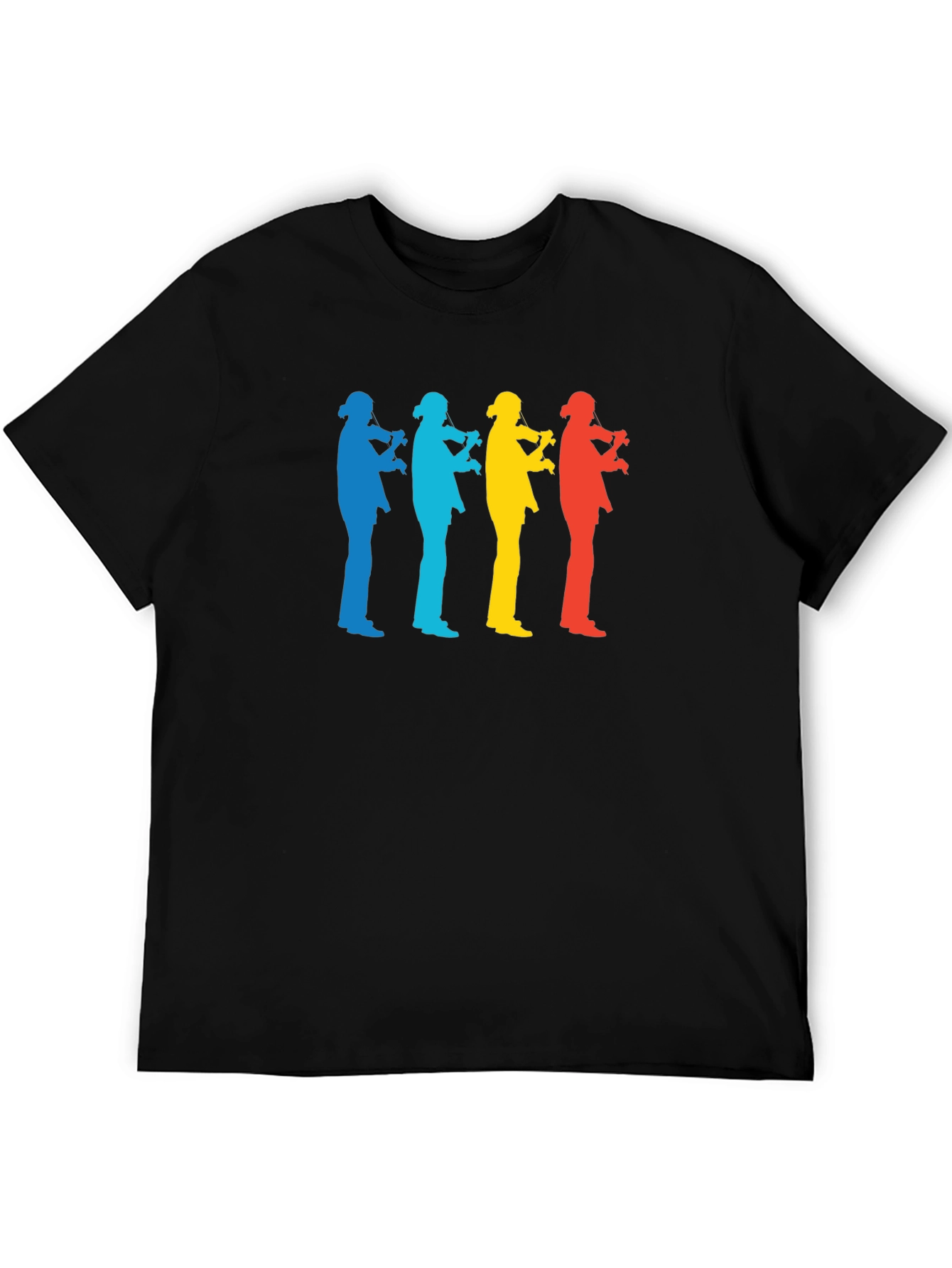 Black Rainbow Violinist Silhouette Graphic Tee - Cool Music Lover Shirt view 5