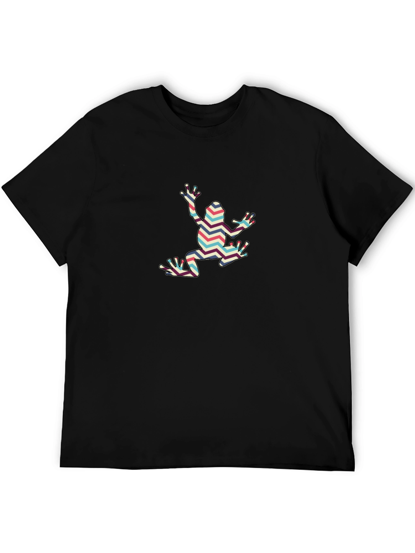 Black Chevron Frog Graphic Tee - Men's Black T-Shirt view 5
