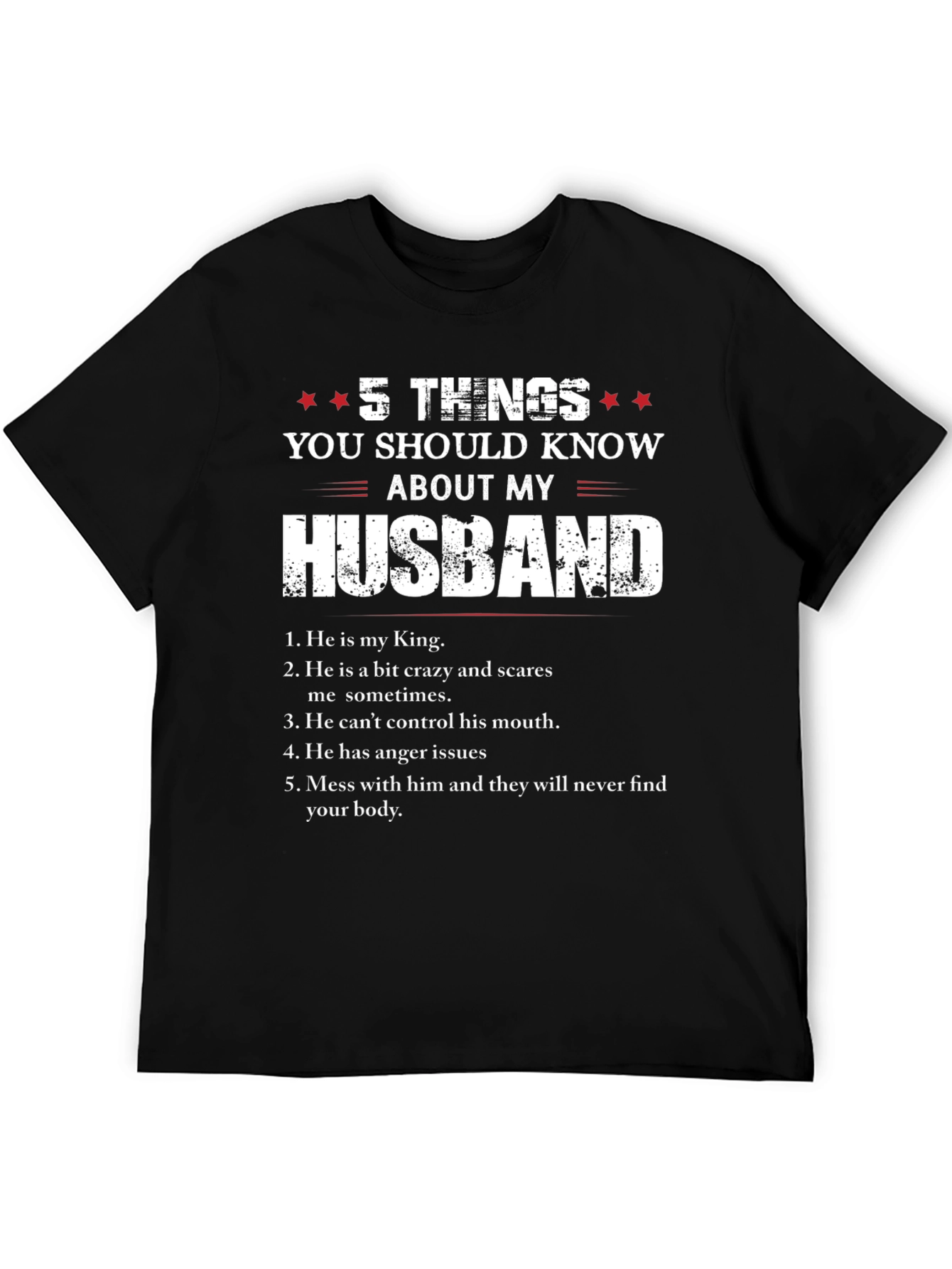 Black 5 Things You Should Know About My Husband T-Shirt view 5