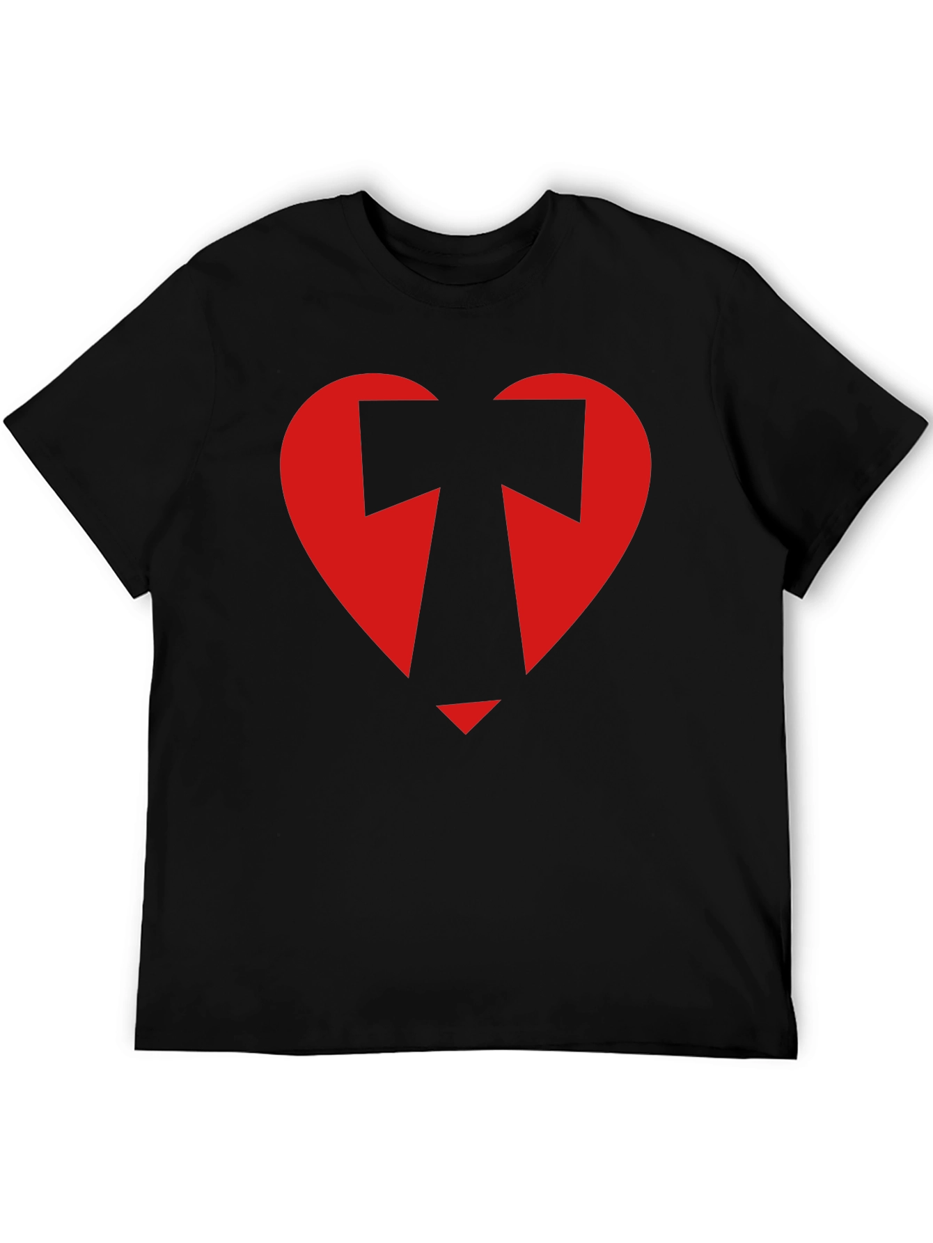 Black Geometric Heart Graphic Tee - Black view 5