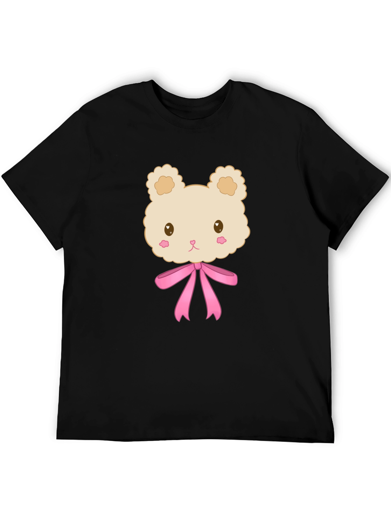 Black Cute Cartoon Teddy Bear T-Shirt - Black view 5