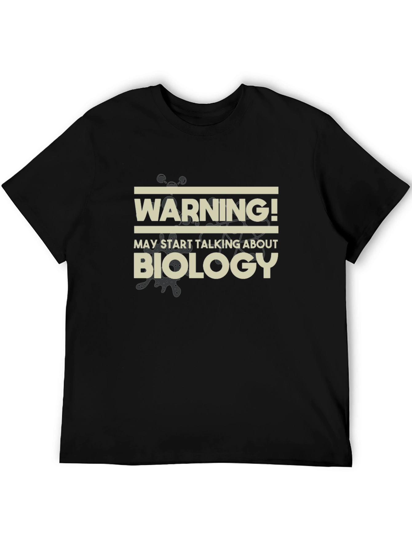 Black Warning Biology Men's Black T-Shirt view 5