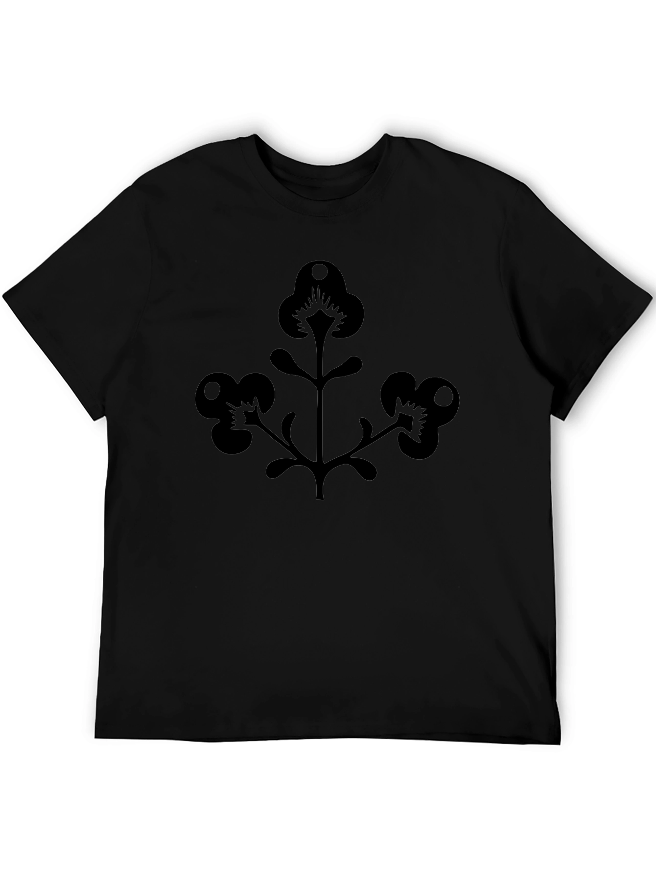 Men's Black T-Shirt with Floral Silhouette Design - 5