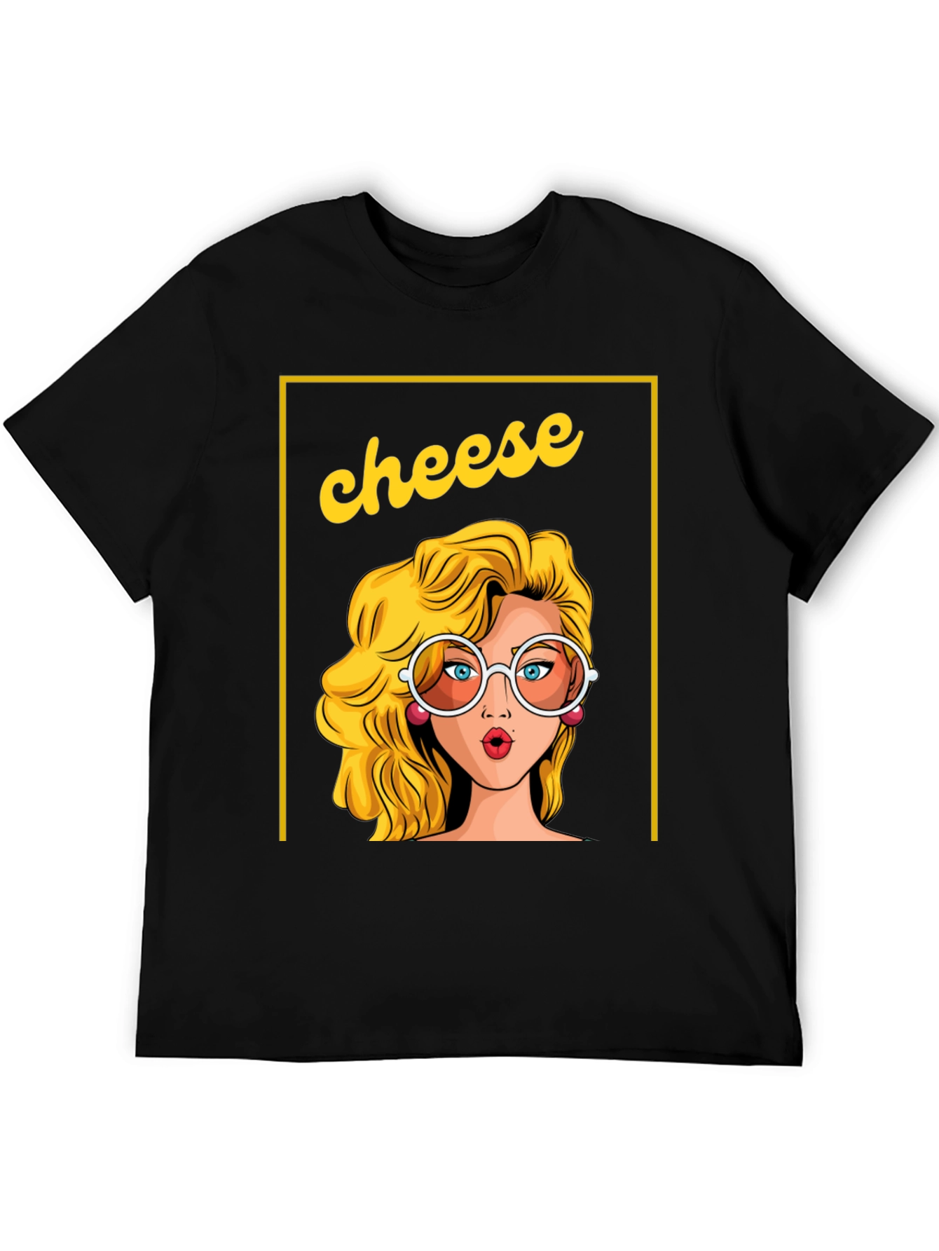 Black Retro 'Cheese' Graphic Tee - Unisex Black T-Shirt view 5