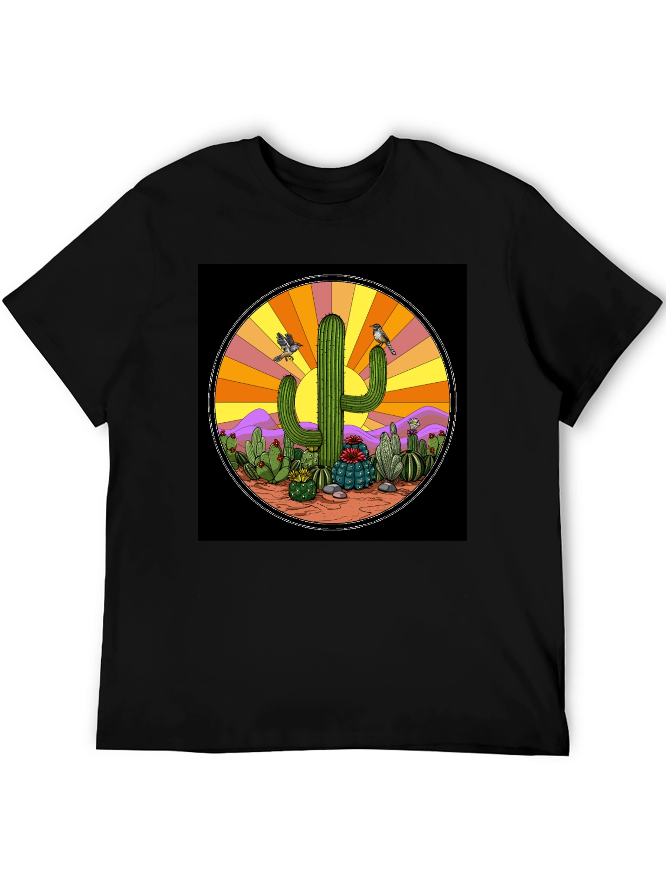 Black Cactus Desert Graphic T-Shirt view 5