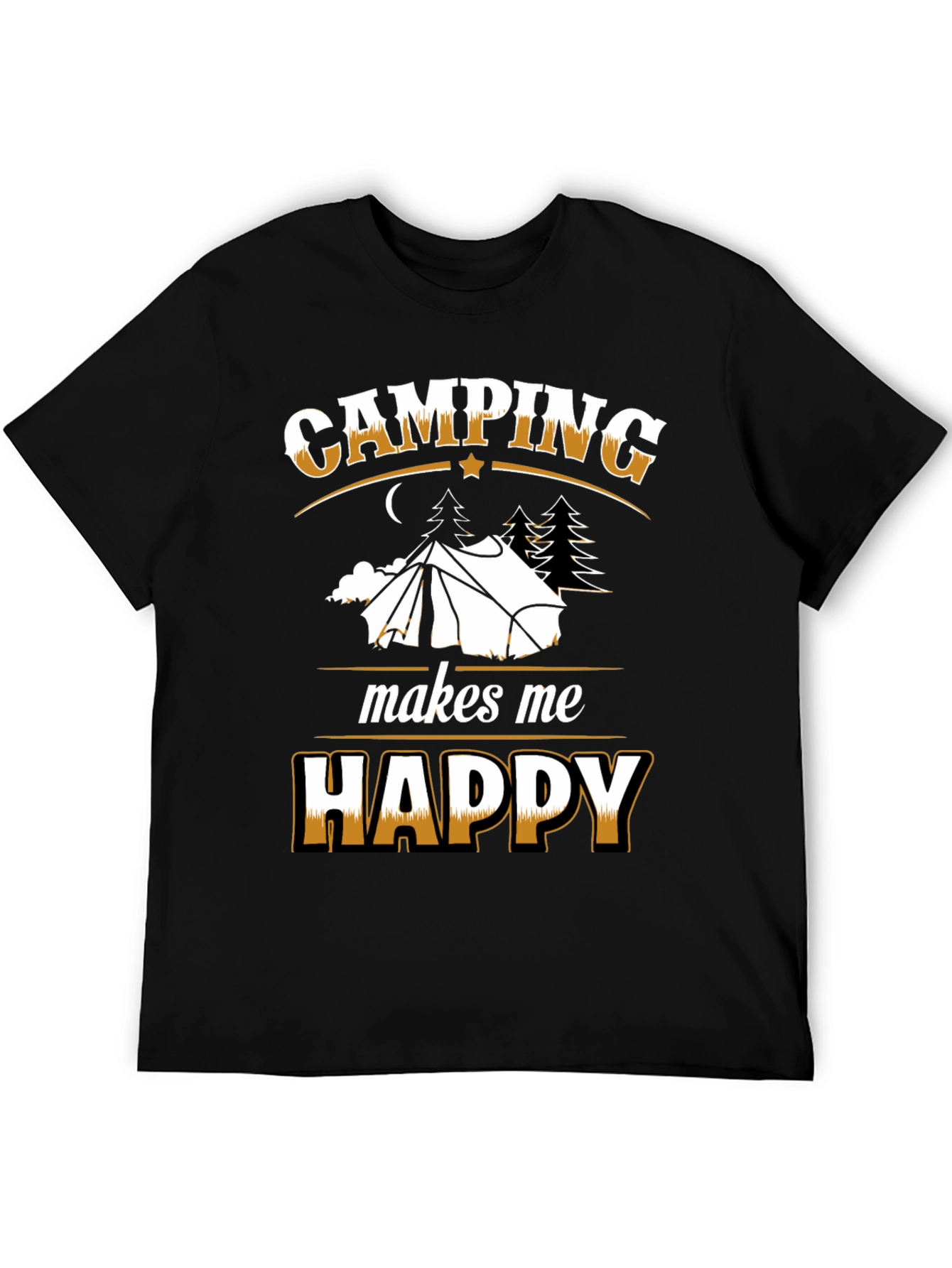 Black Camping Makes Me Happy Black T-Shirt view 5