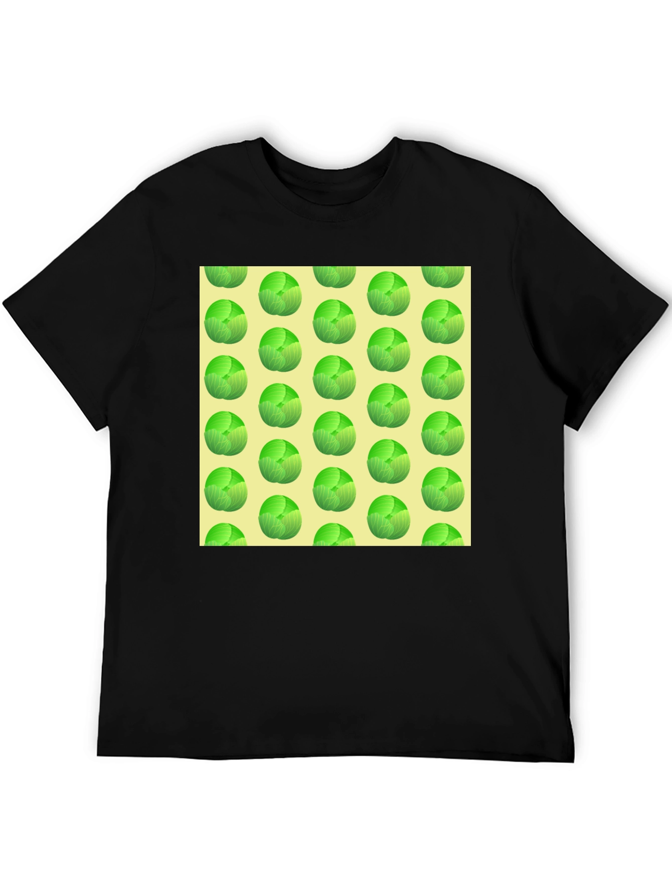 Black Cabbage Pattern T-Shirt view 5