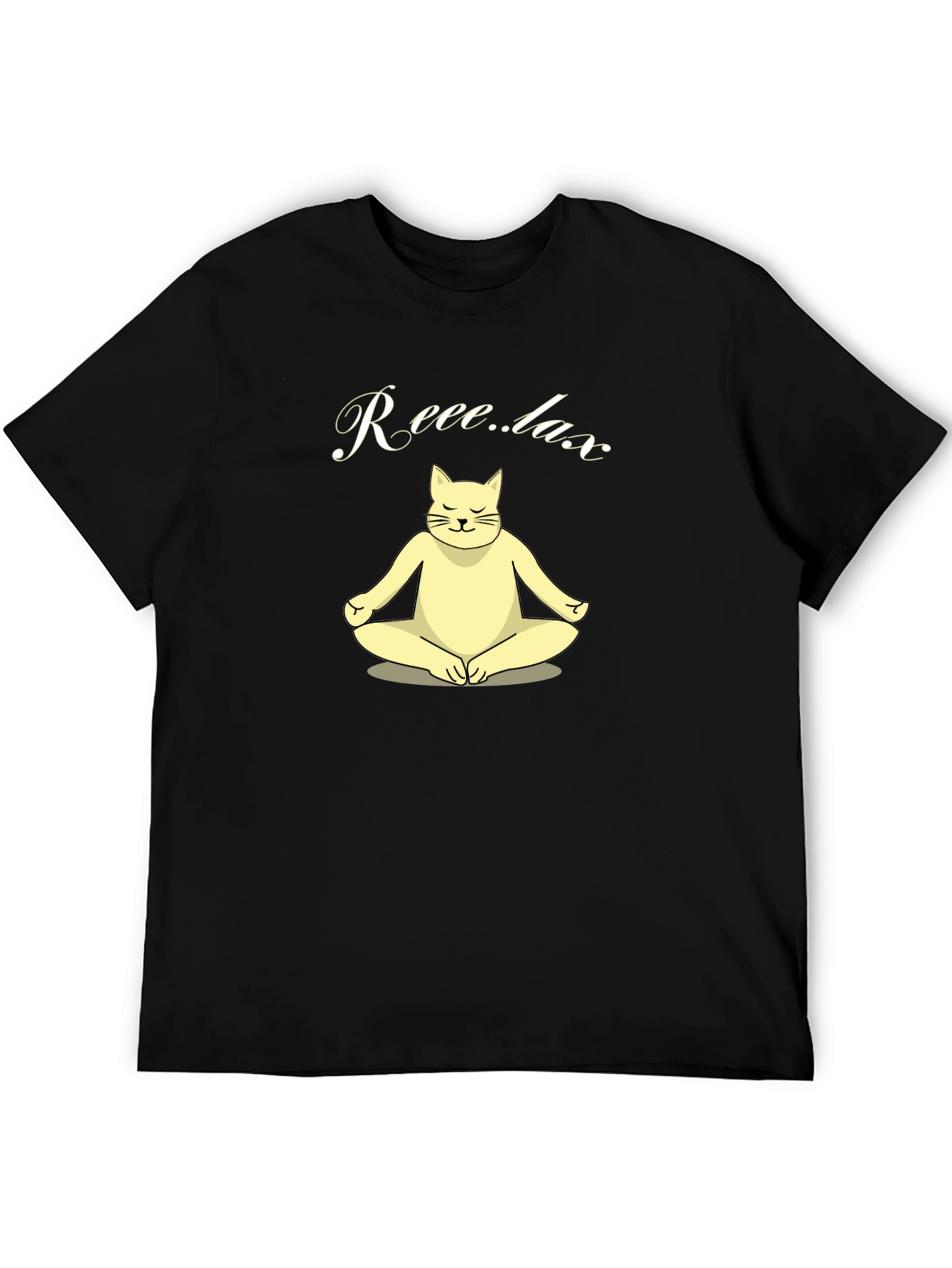 Black Relaxing Cat T-Shirt - Meditating Feline Tee view 5