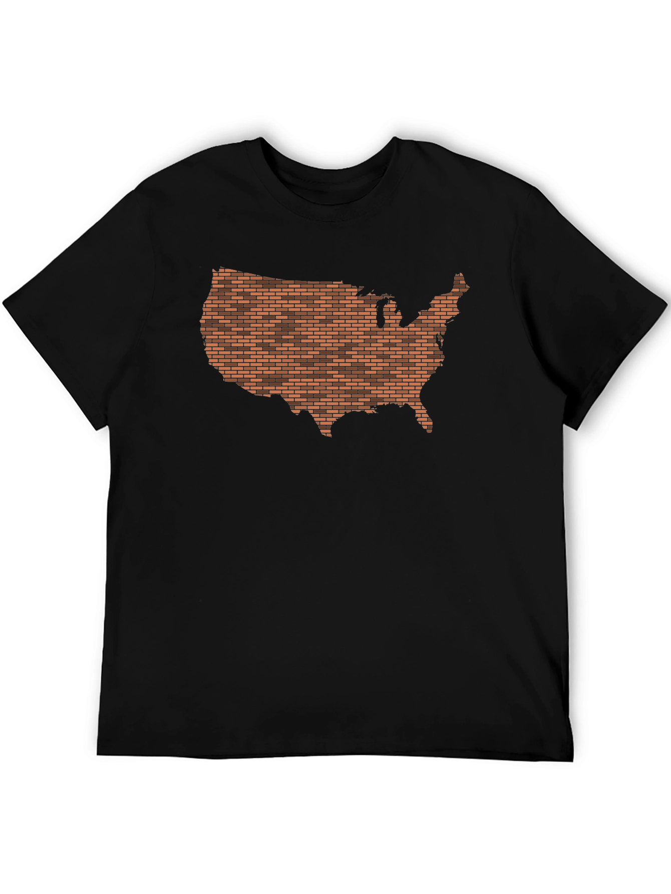 Black USA Brick Design T-Shirt - Black Graphic Tee view 5