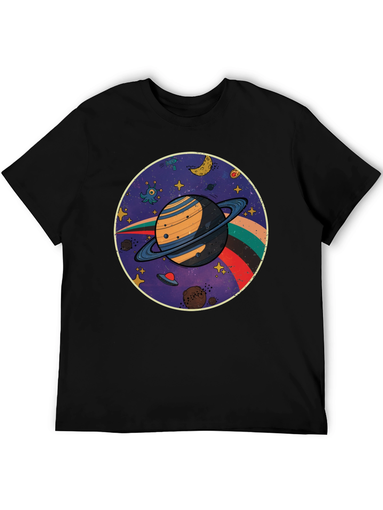 Black Retro Planet T-Shirt view 5