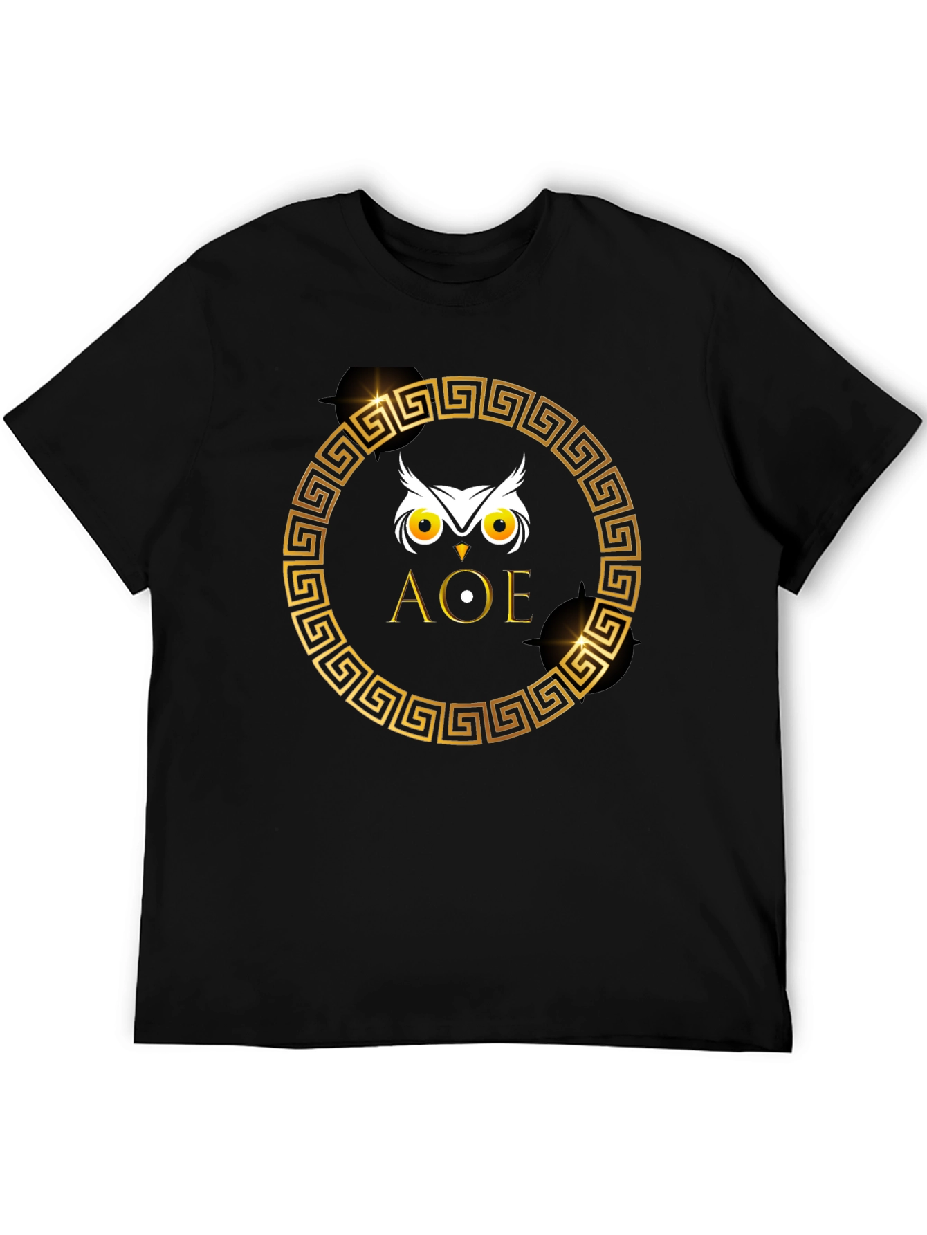 Black Owl AOE Graphic Tee - Greek Key Circle view 5