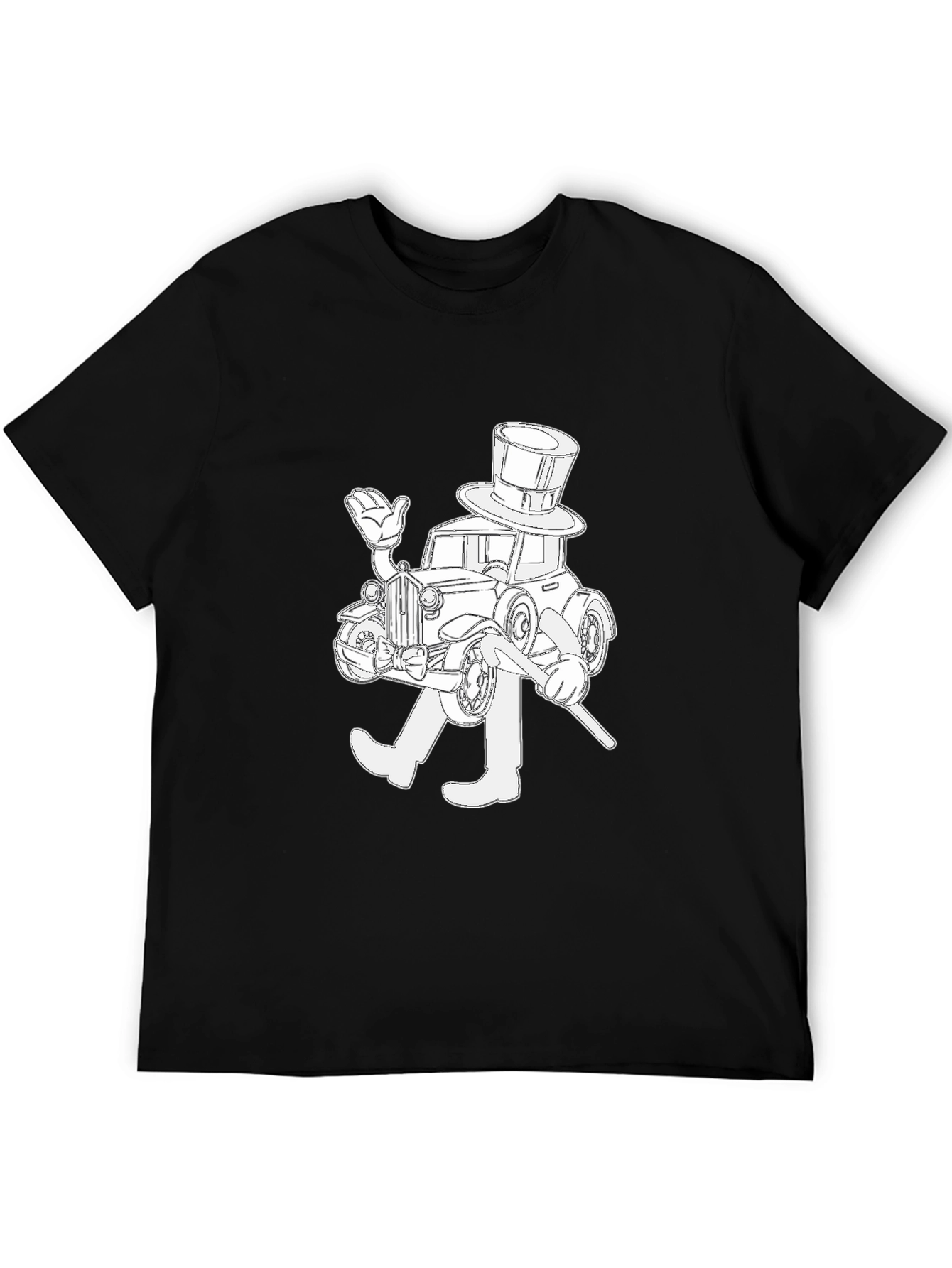 Black Monopoly Man Car Black T-Shirt view 5