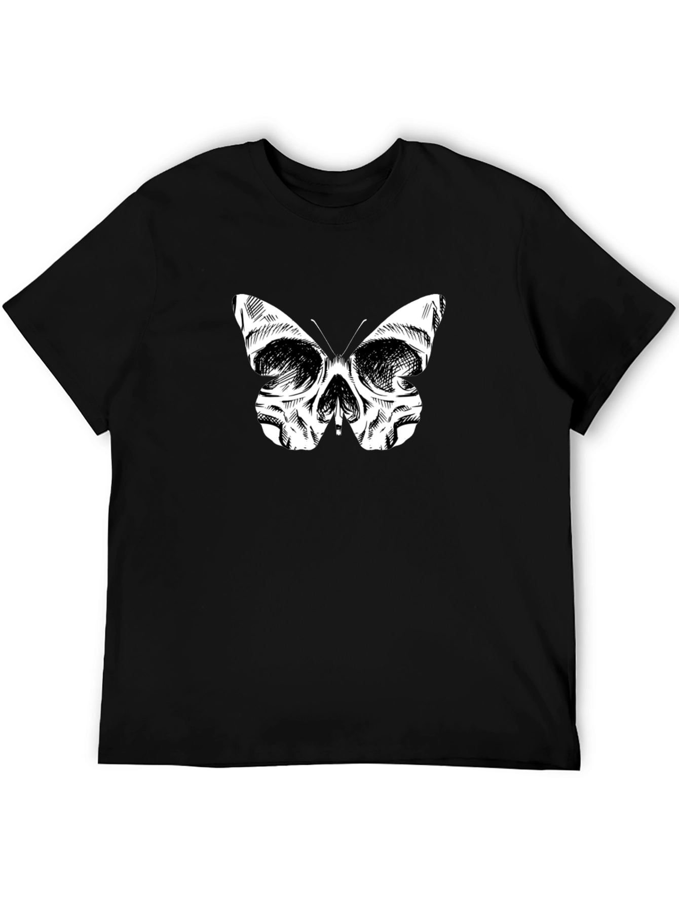 Black Skull Butterfly Graphic Tee - Men's Black T-Shirt view 5