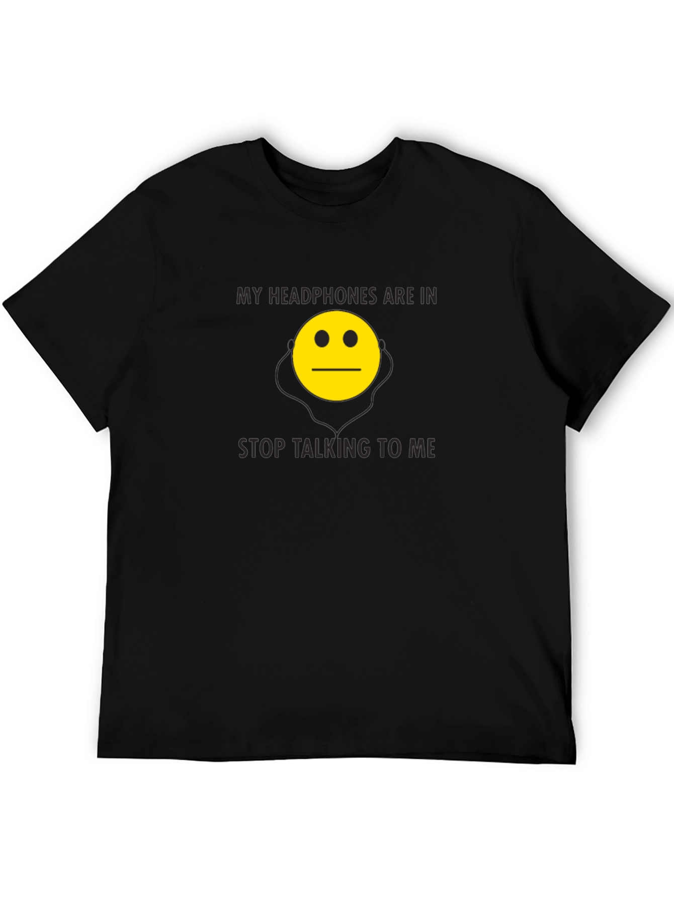 Black Funny Headphones Emoji Graphic Tee - Black view 5