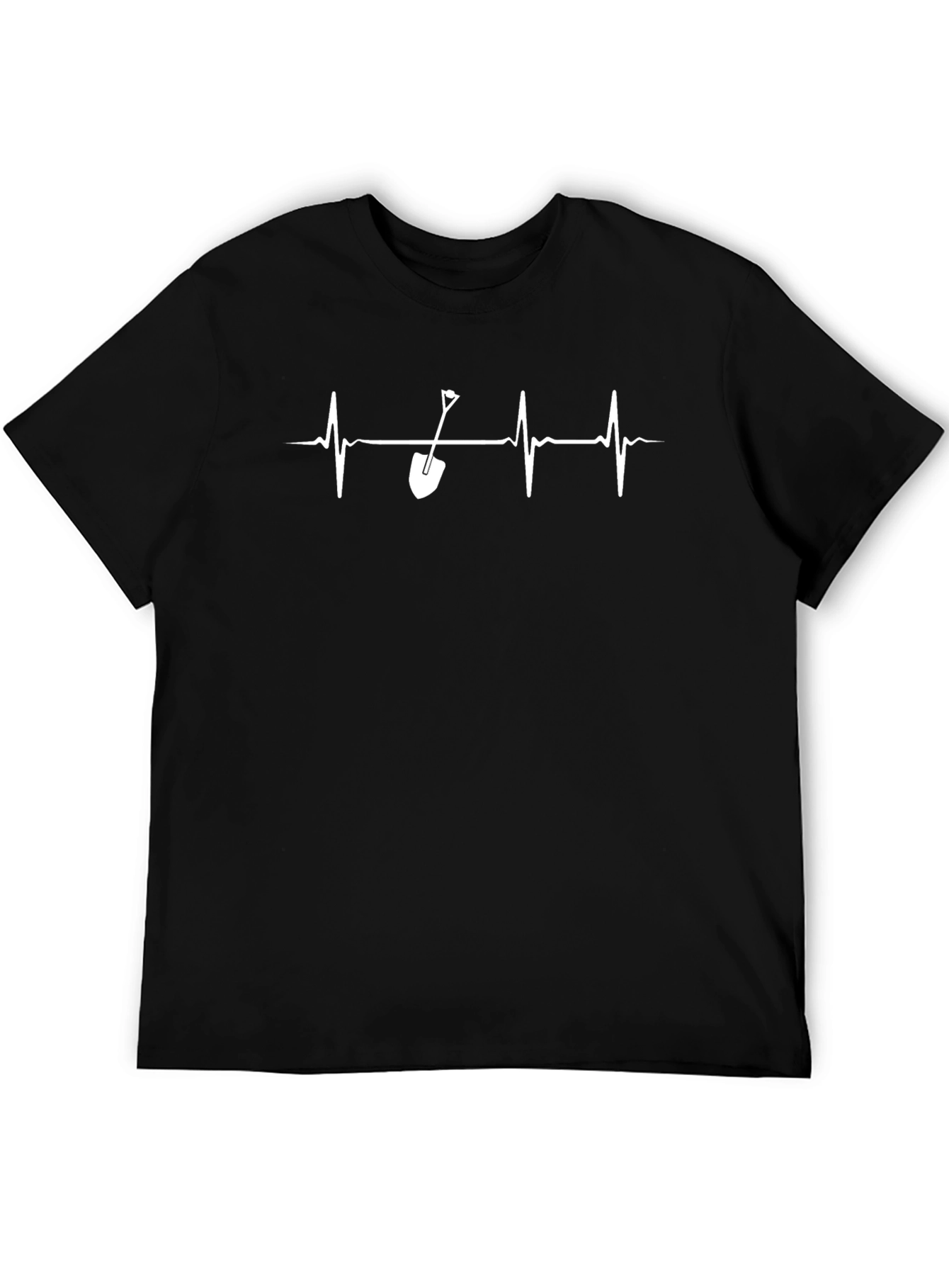Black Heartbeat Shovel Graphic Tee - Black Crew Neck T-Shirt view 5