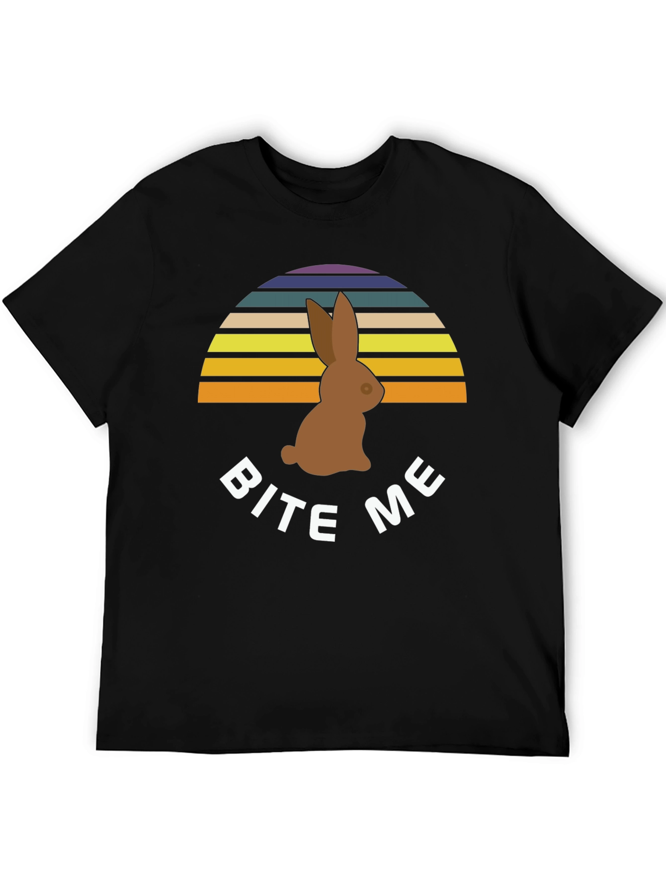 Black Bite Me Easter Bunny T-Shirt - Retro Sunset Chocolate Rabbit Tee view 5