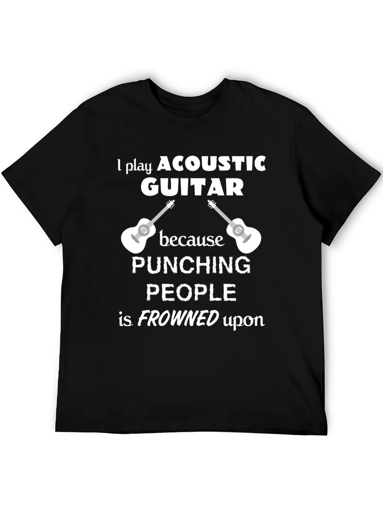 Black Acoustic Guitar T-Shirt - Funny Musician Tee view 5