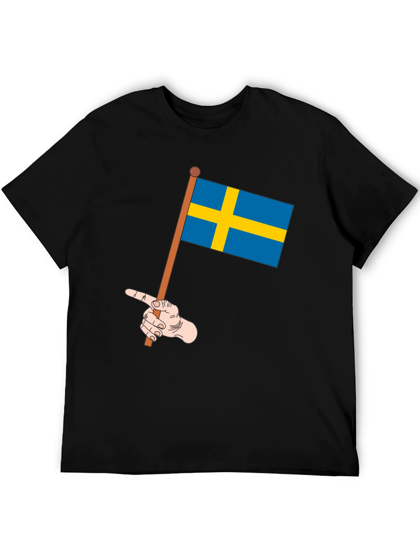 Black Sweden Flag Graphic Tee - Novelty T-Shirt view 5