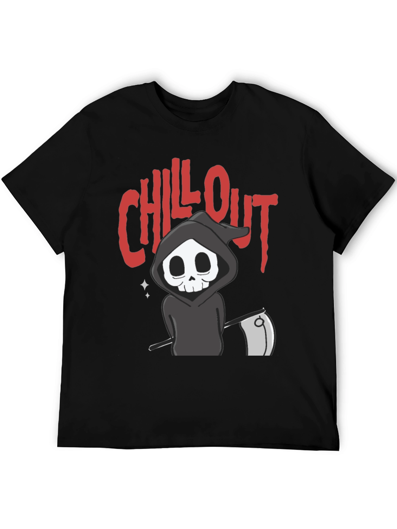 Black Chill Out Grim Reaper Graphic T-Shirt view 5