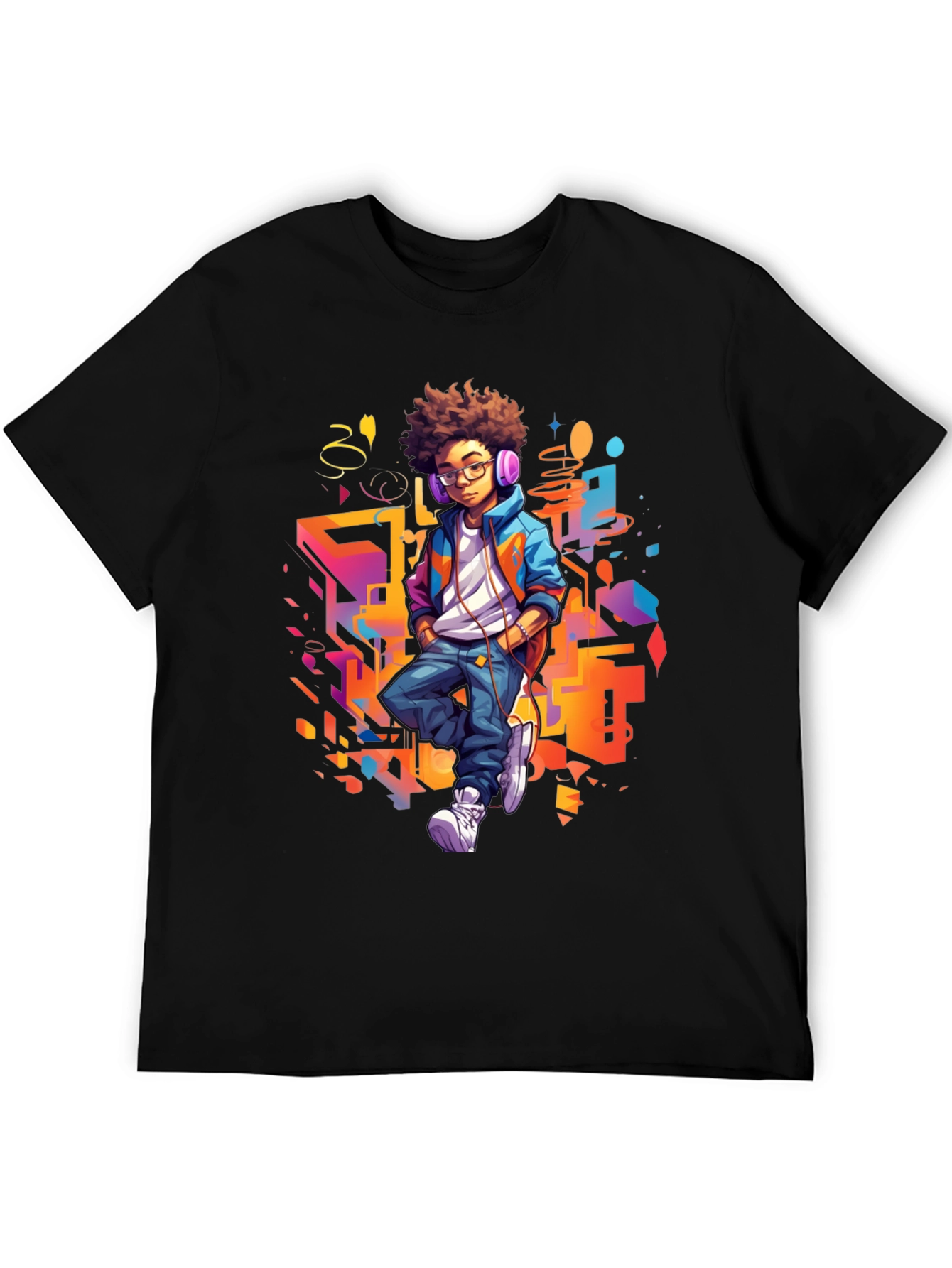 Black Urban Kid Graphic Tee - Cool Youthful Style view 5