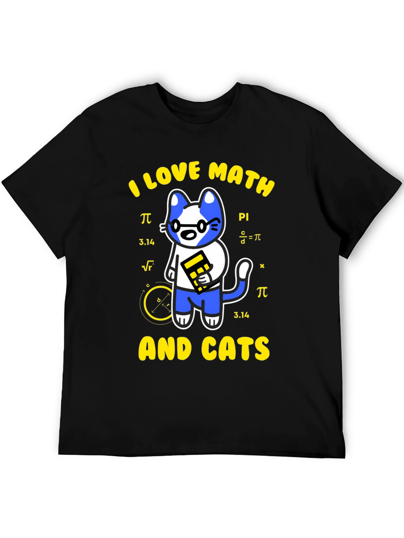 Black I Love Math and Cats T-Shirt Funny Geek Nerd Tee view 5