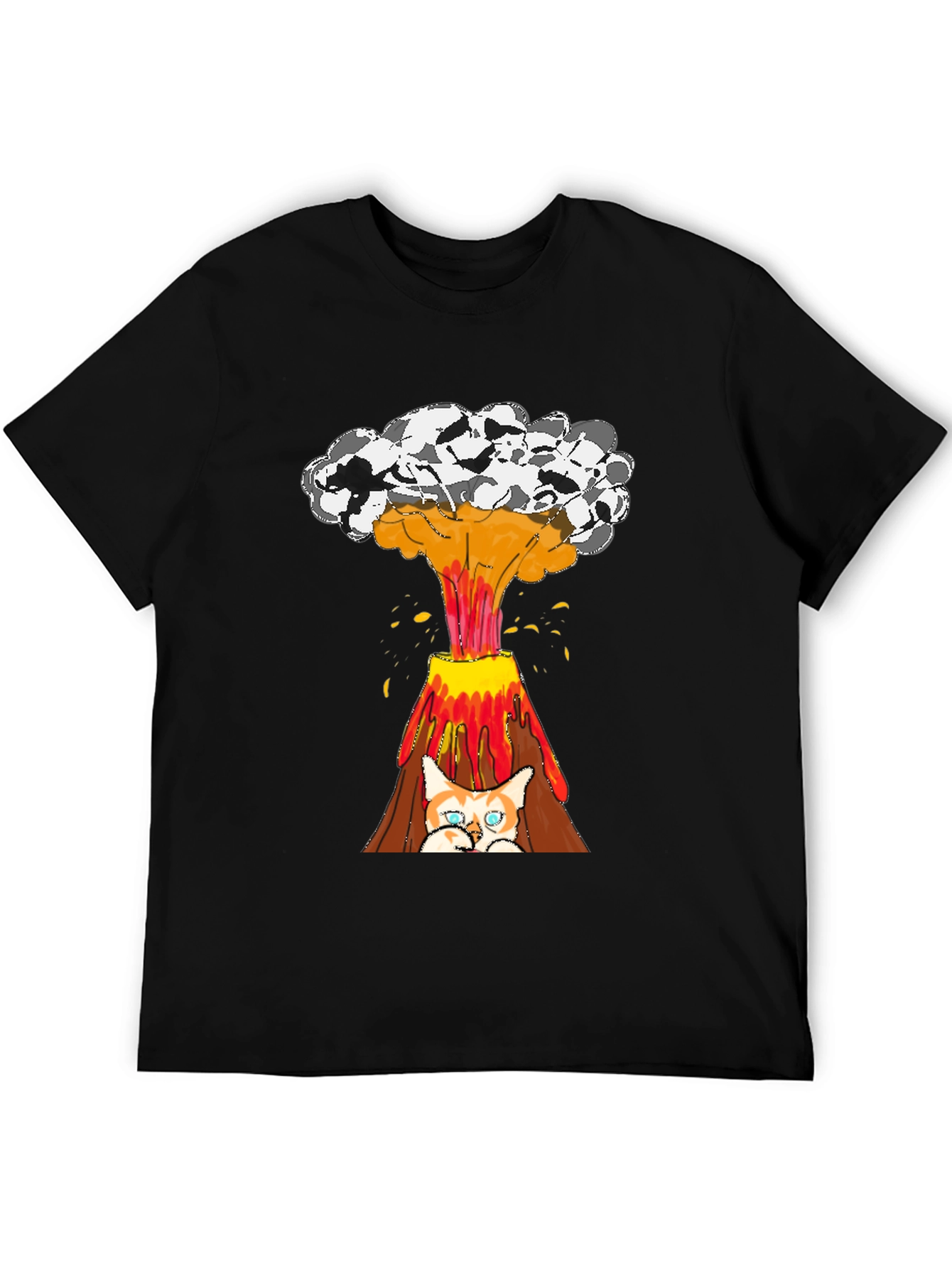 Black Cat Volcano T-Shirt - Explosive Style view 5