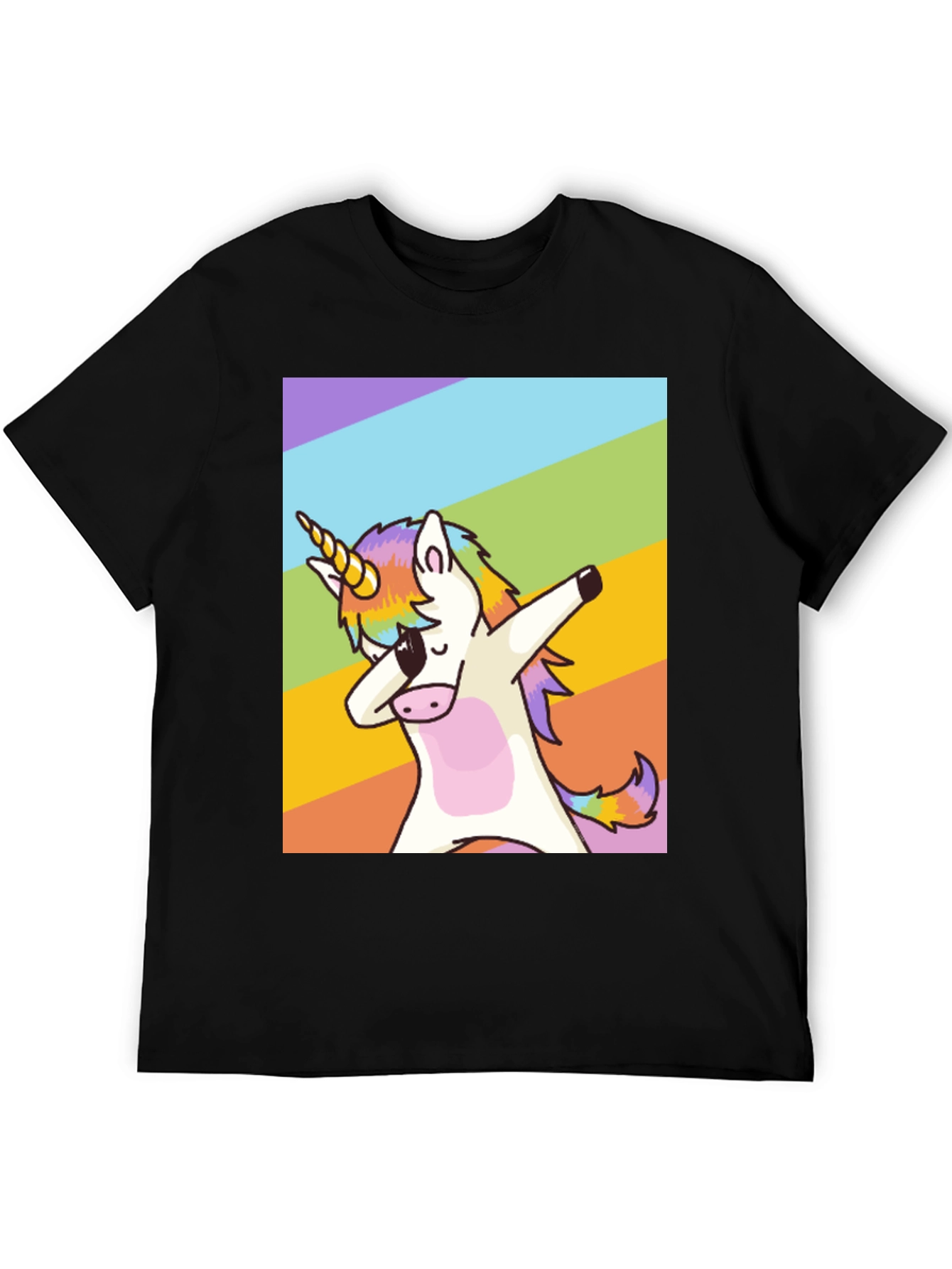 Black Dabbing Unicorn Rainbow T-Shirt - Fun & Unique Style view 5