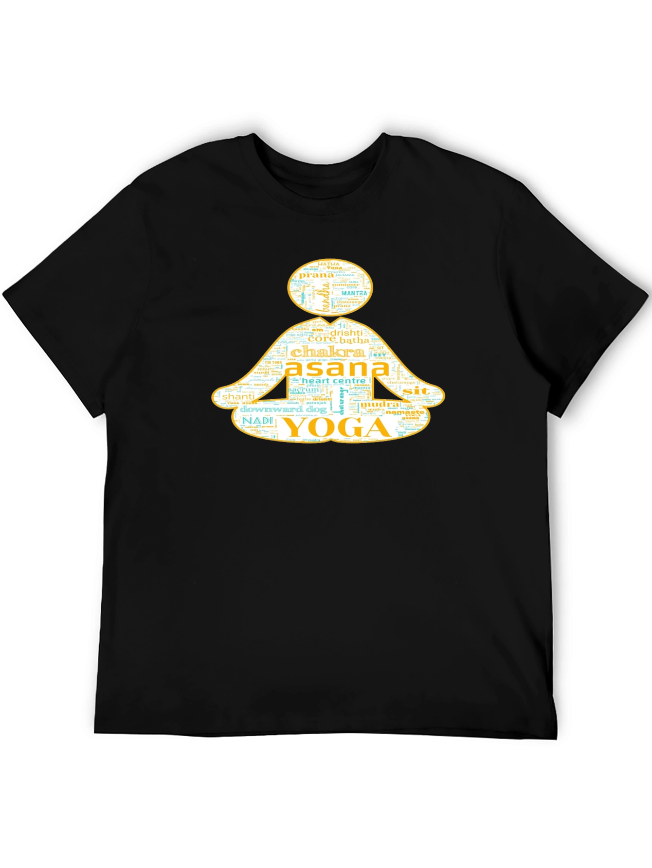 Black Yoga Pose Word Art Graphic T-Shirt view 5