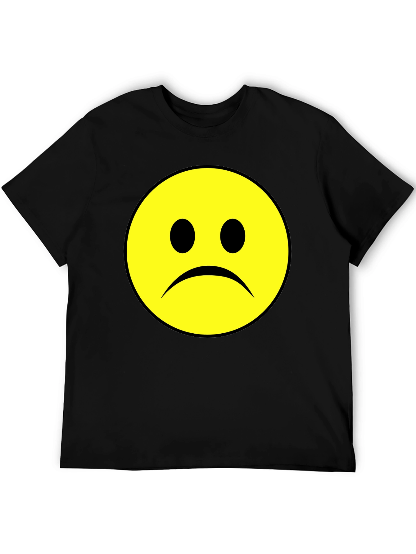 Black Sad Face Graphic Tee - Black Cotton T-Shirt view 5