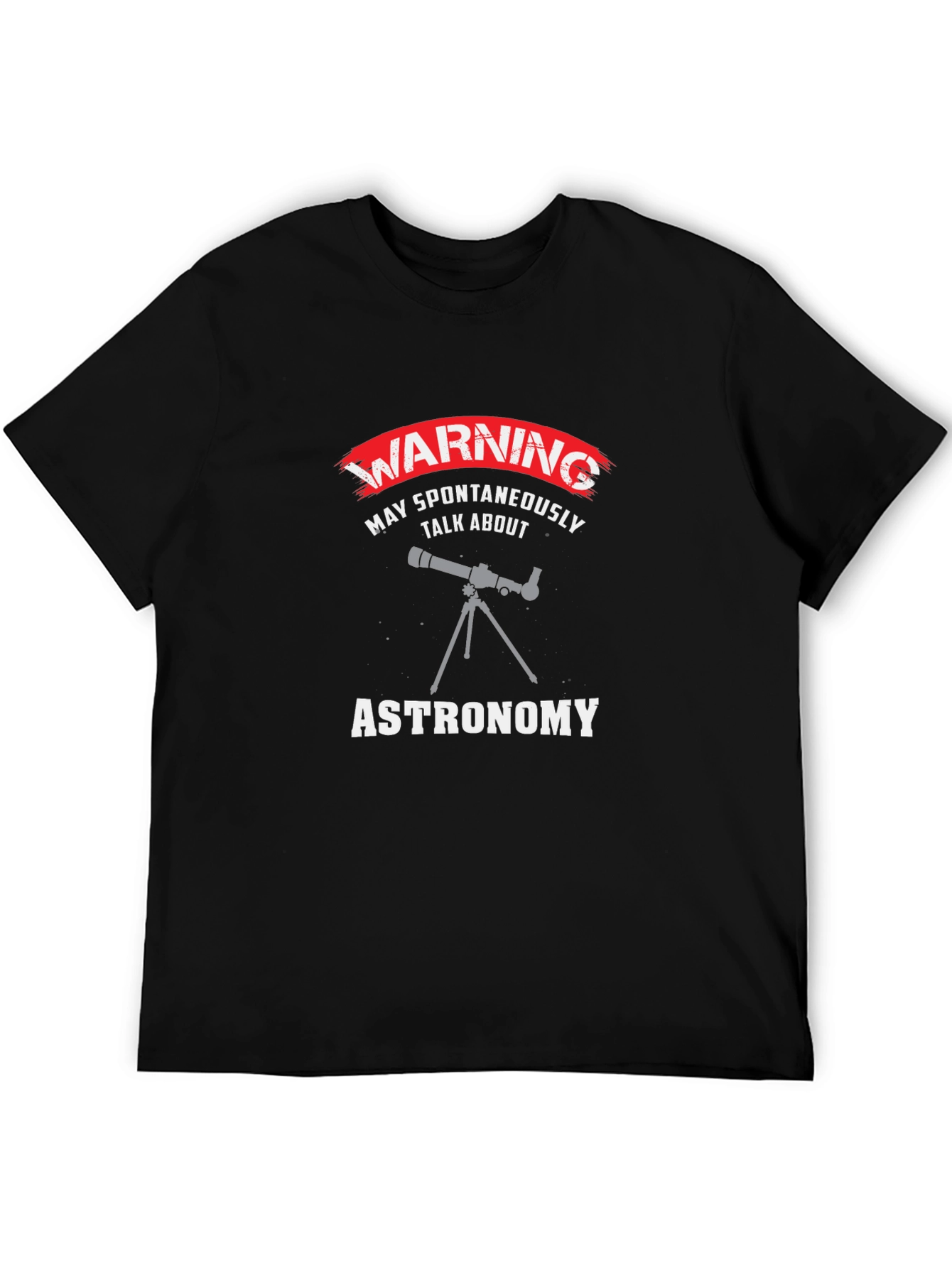 Black Astronomy Warning Men's Black T-Shirt view 5