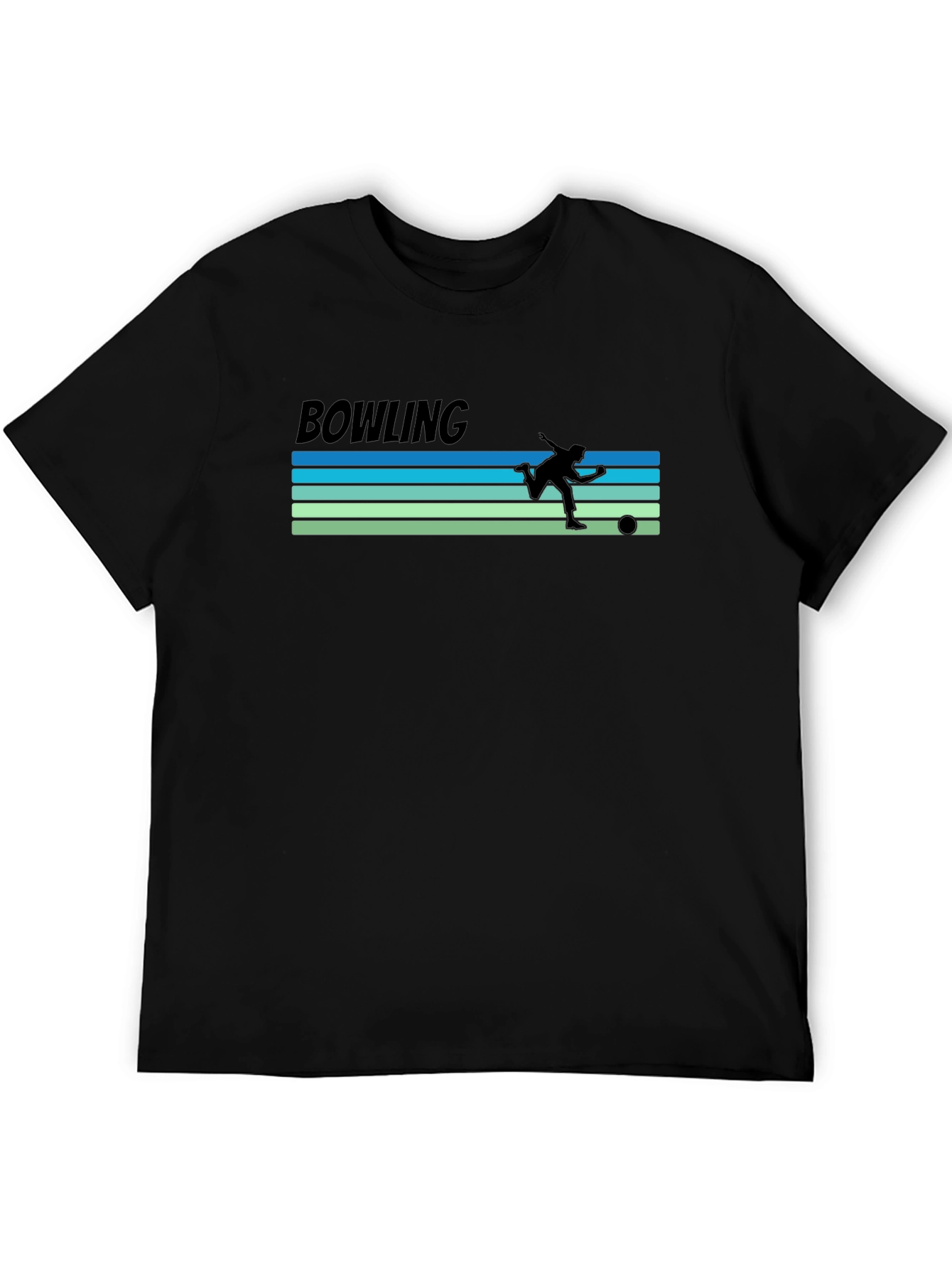 Black Bowling Retro Style Graphic T-Shirt view 5