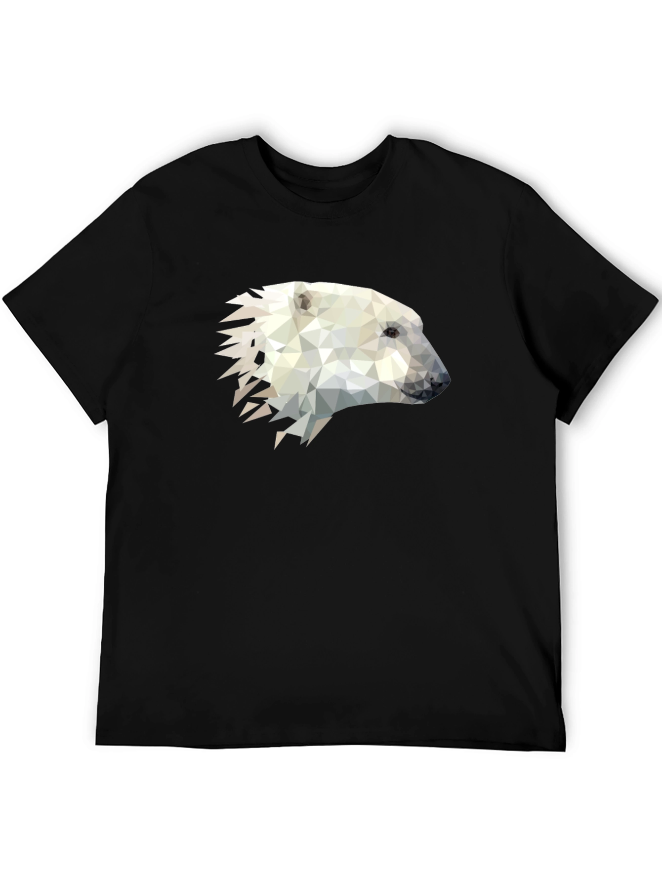 Black Geometric Polar Bear Graphic Tee - Black Cotton Blend Shirt view 5