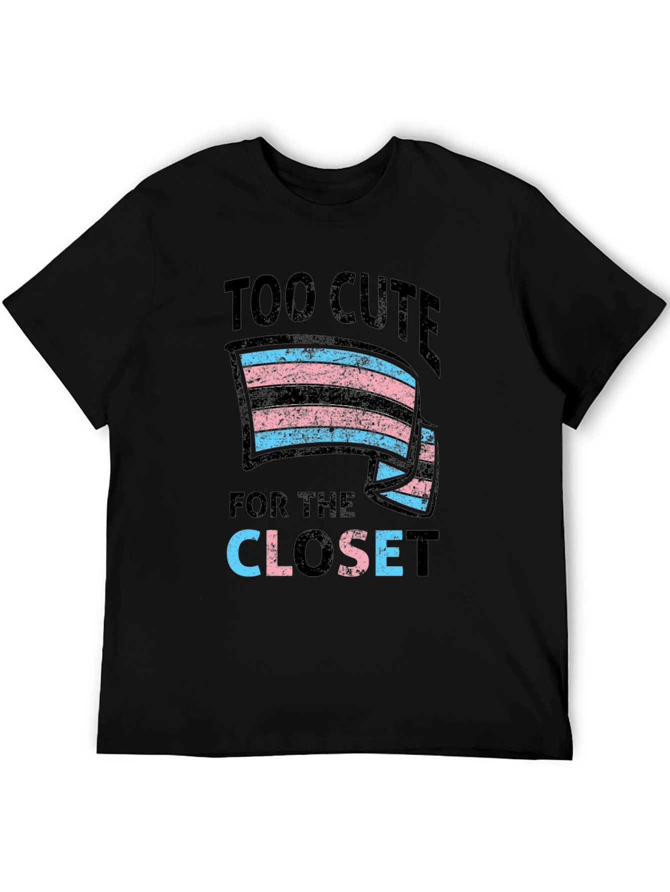 Black Too Cute for the Closet Transgender Pride T-Shirt view 5