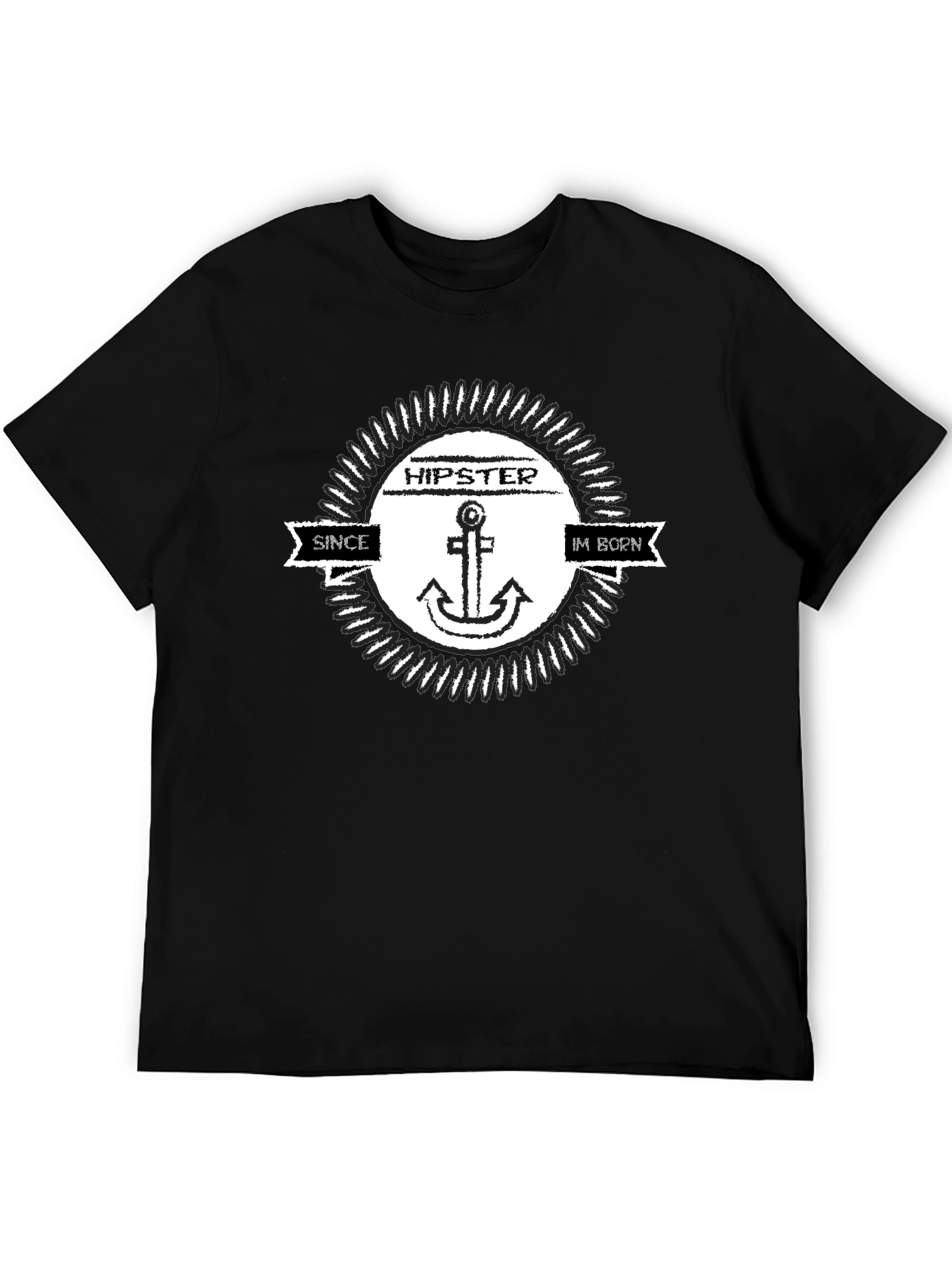 Black Hipster Anchor T-Shirt - Since I'm Born view 5