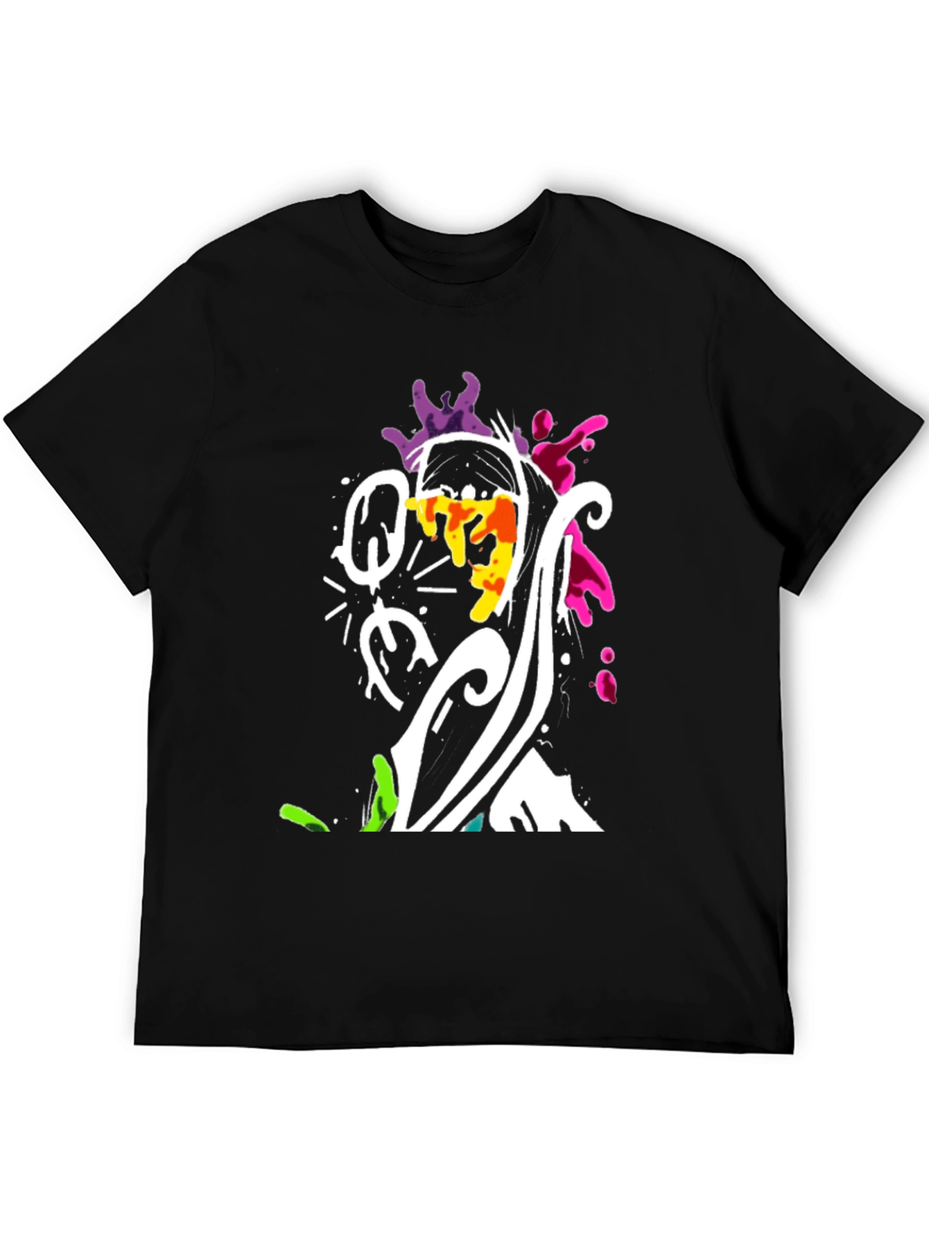 Black Abstract Graphic Print Black T-Shirt view 5
