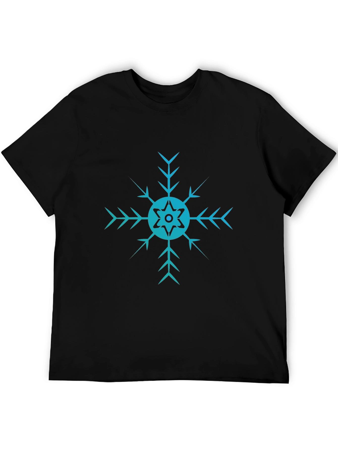 Black Cool Snowflake Graphic Black T-Shirt view 5