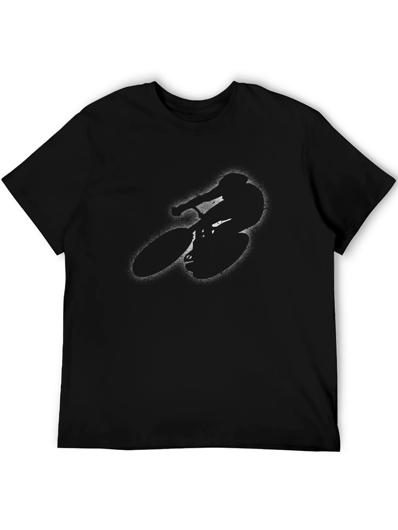Black Cyclist Silhouette Graphic T-Shirt - Black view 5