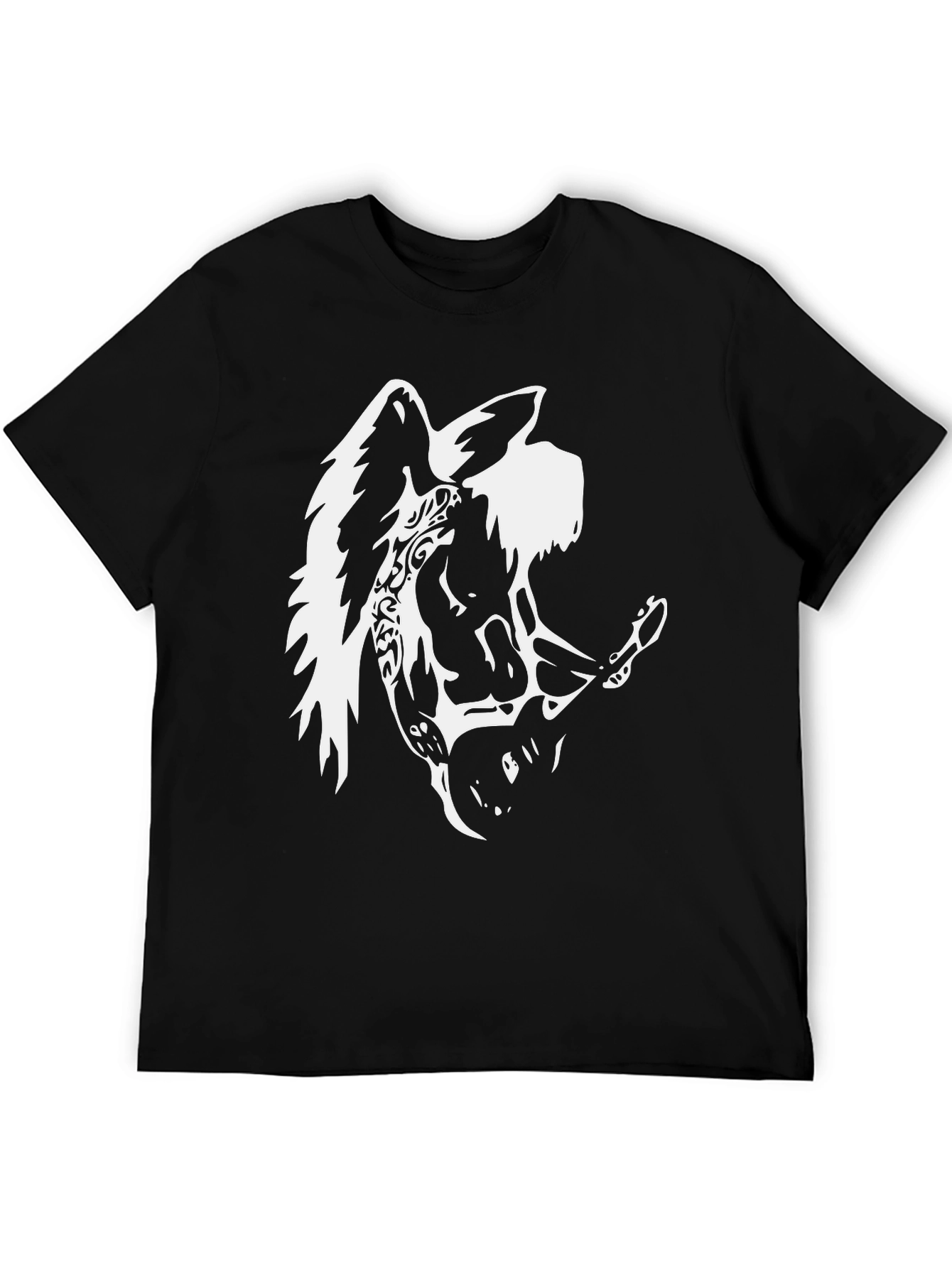 Black Guitar Angel Graphic Tee - Black Cotton Blend view 5