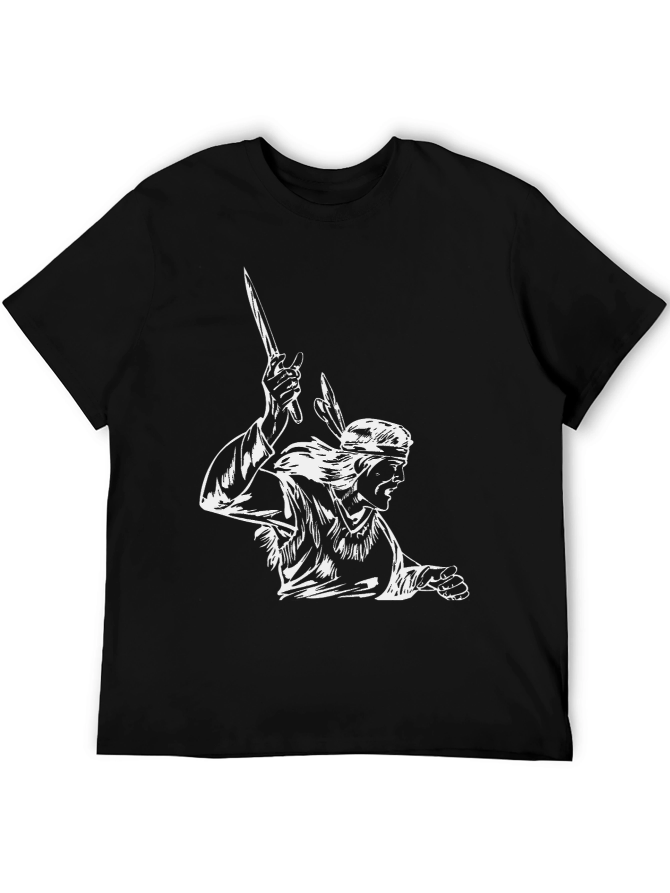 Black Warrior Graphic Tee - Stylish Black Cotton T-Shirt view 5