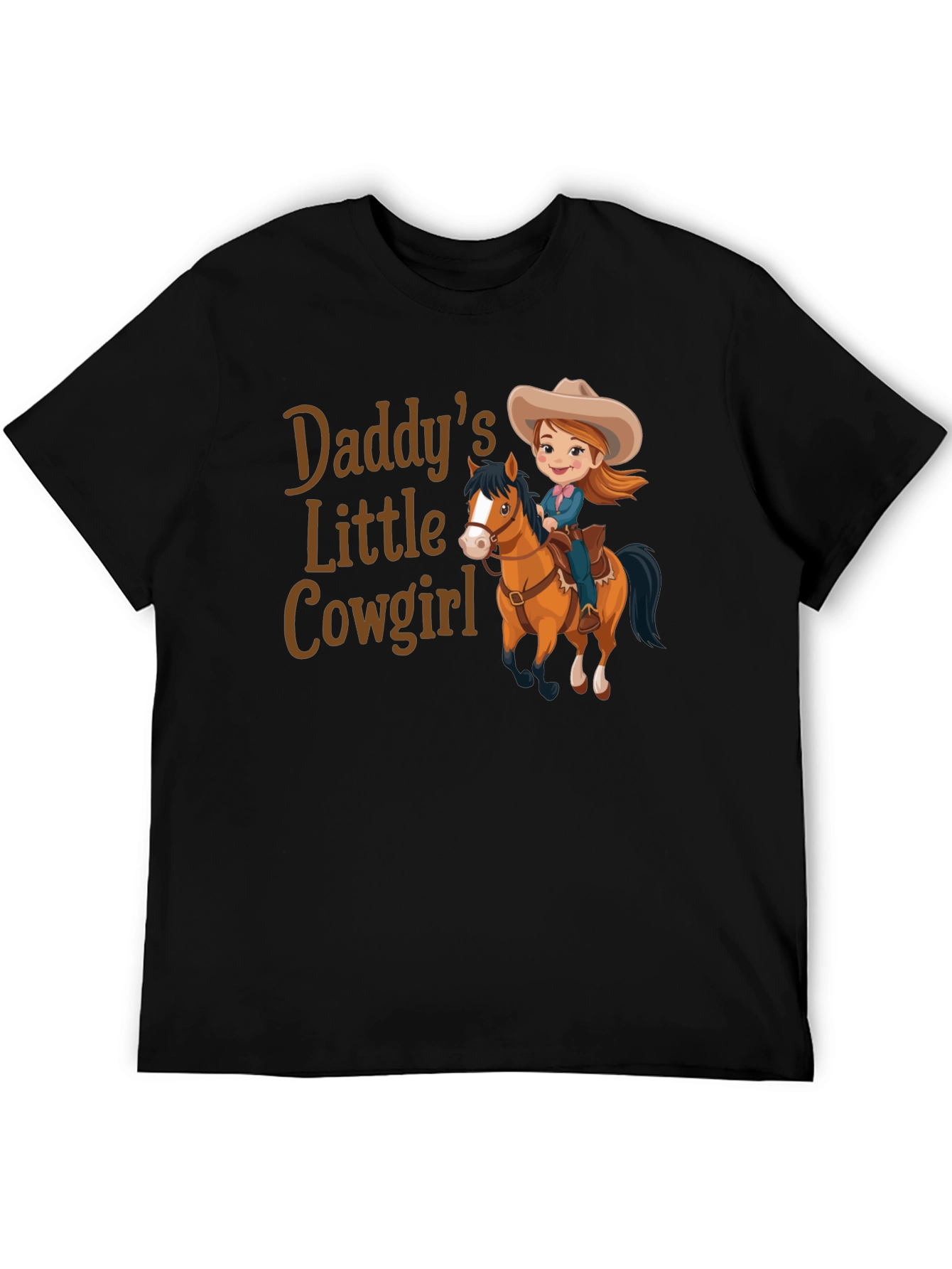 Black Daddy's Little Cowgirl T-Shirt Cute Horse Design view 5