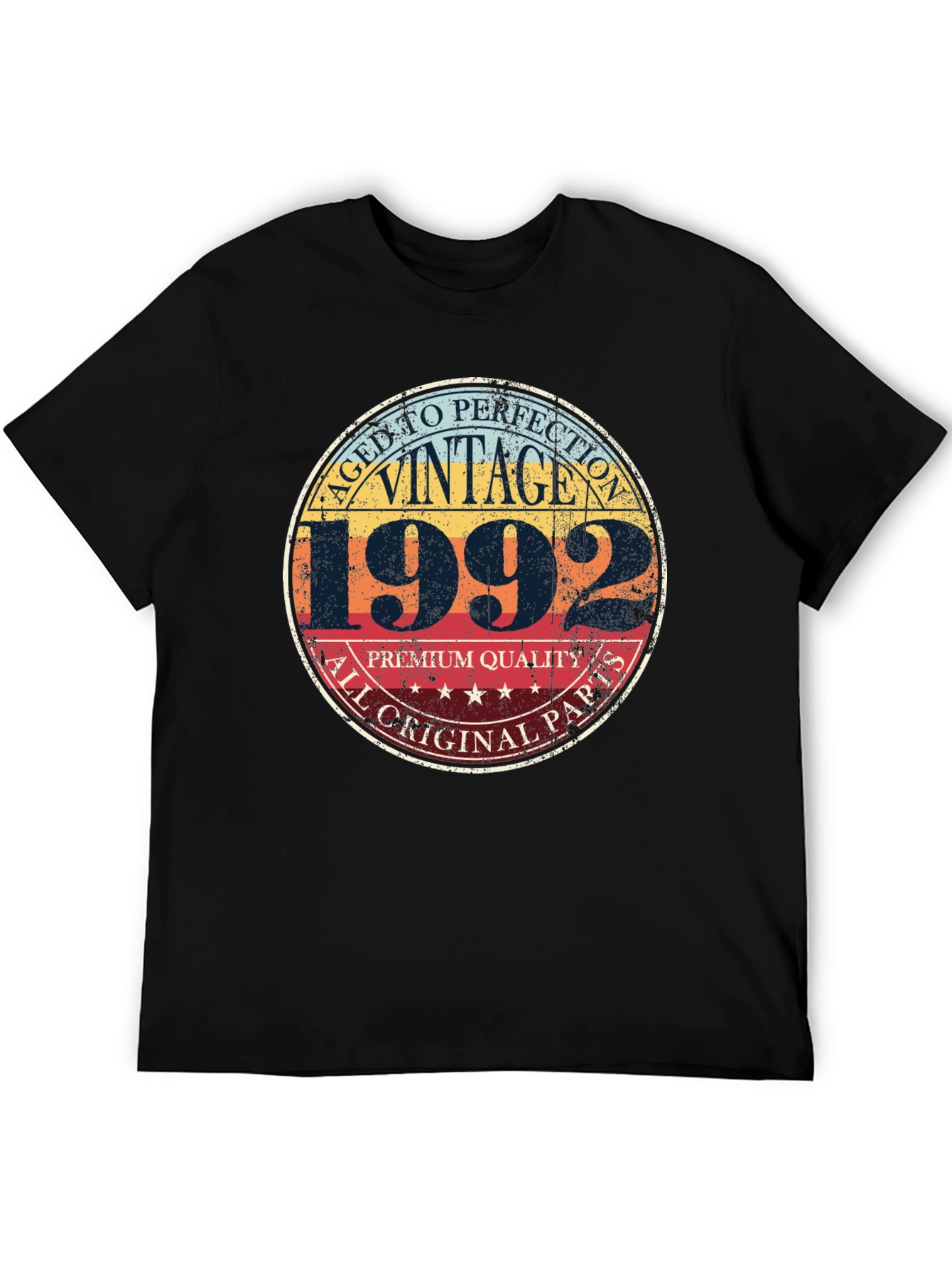 Black Vintage 1992 Aged To Perfection Graphic T-Shirt view 5