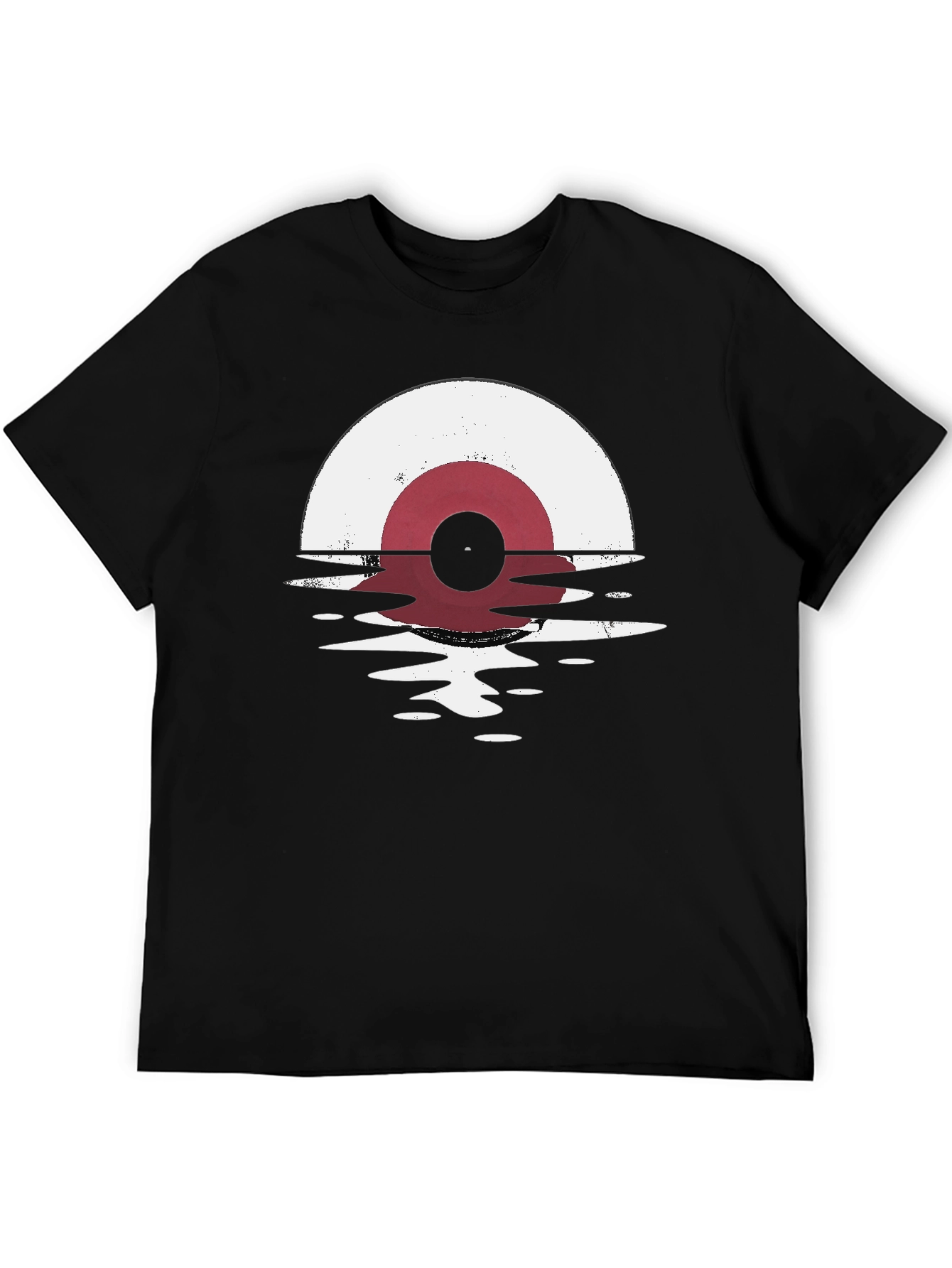 Black Retro Vinyl Record Graphic T-Shirt view 5