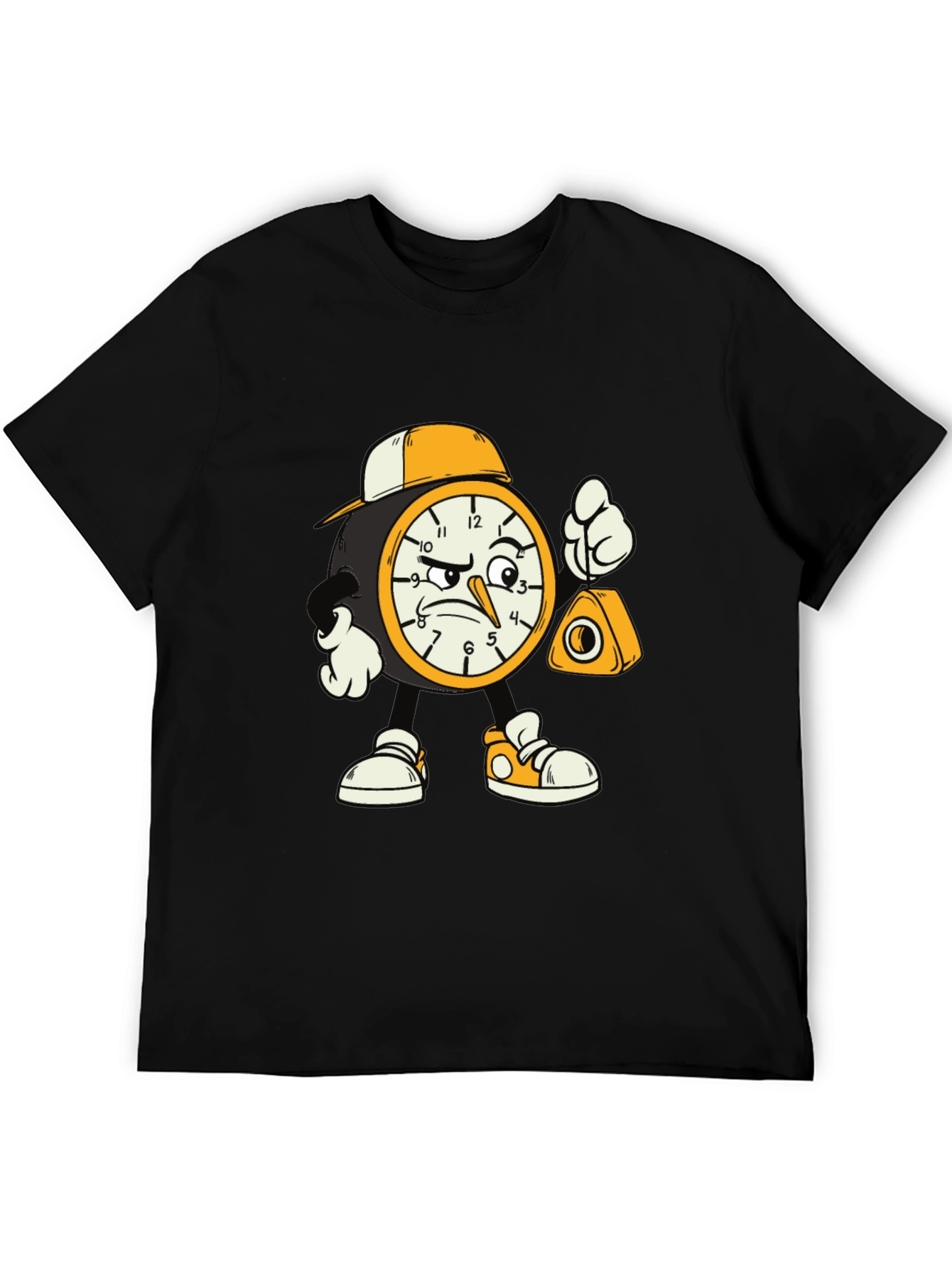 Black Cartoon Clock Graphic Tee view 5
