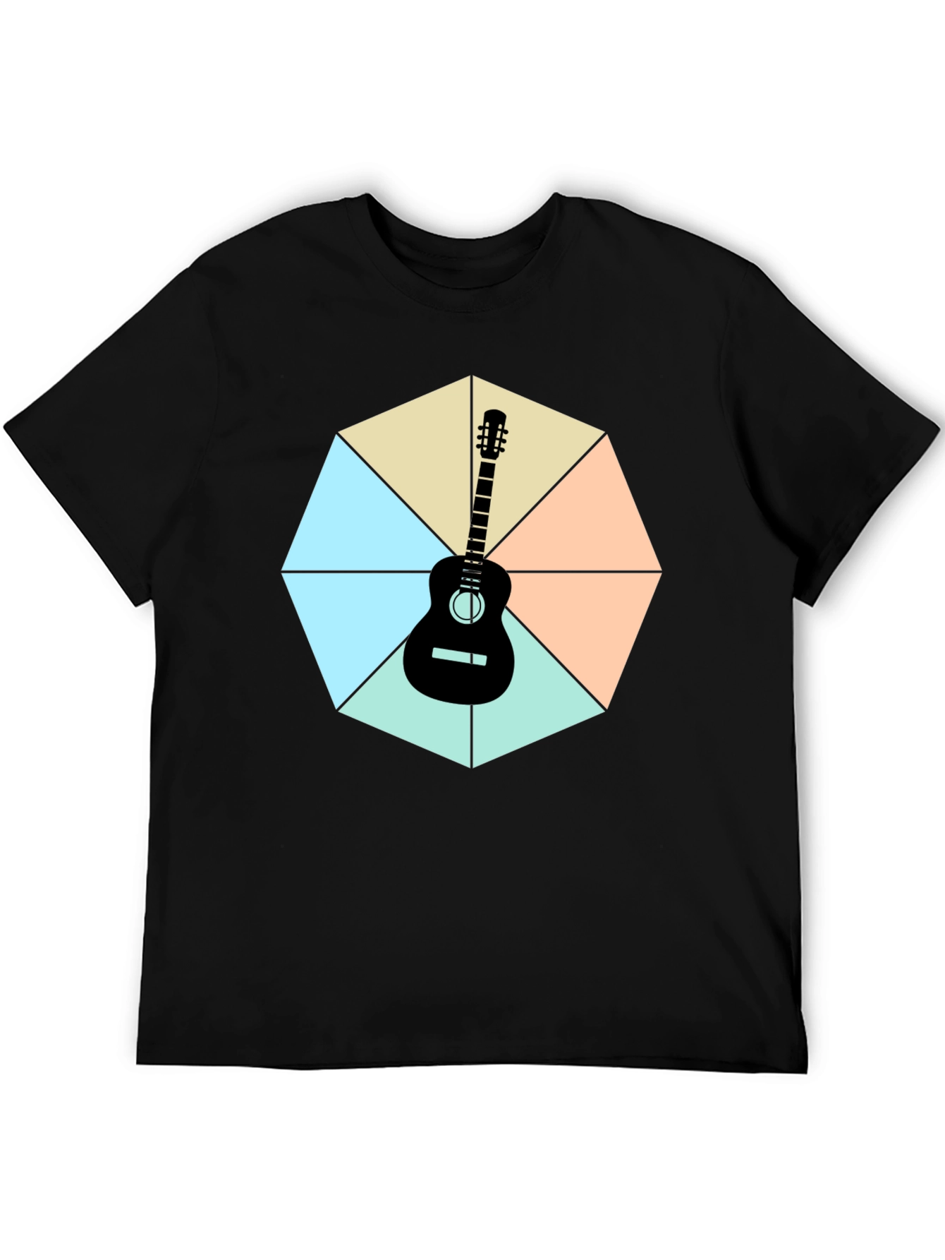 Black Guitar Geometric Graphic Tee view 5